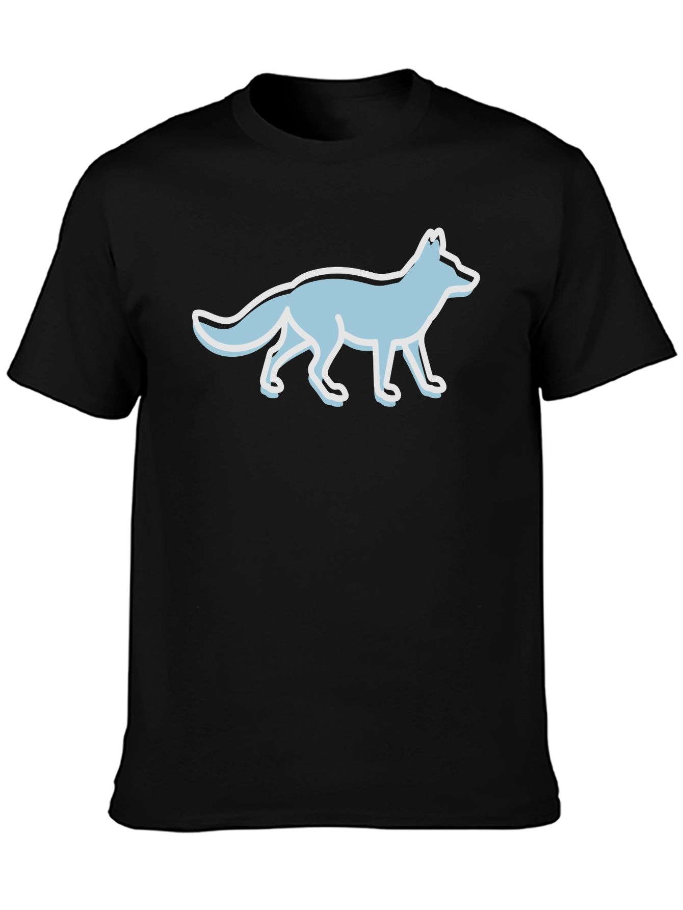 Black Stylish Black Tee with Cool Fox Graphic view 3