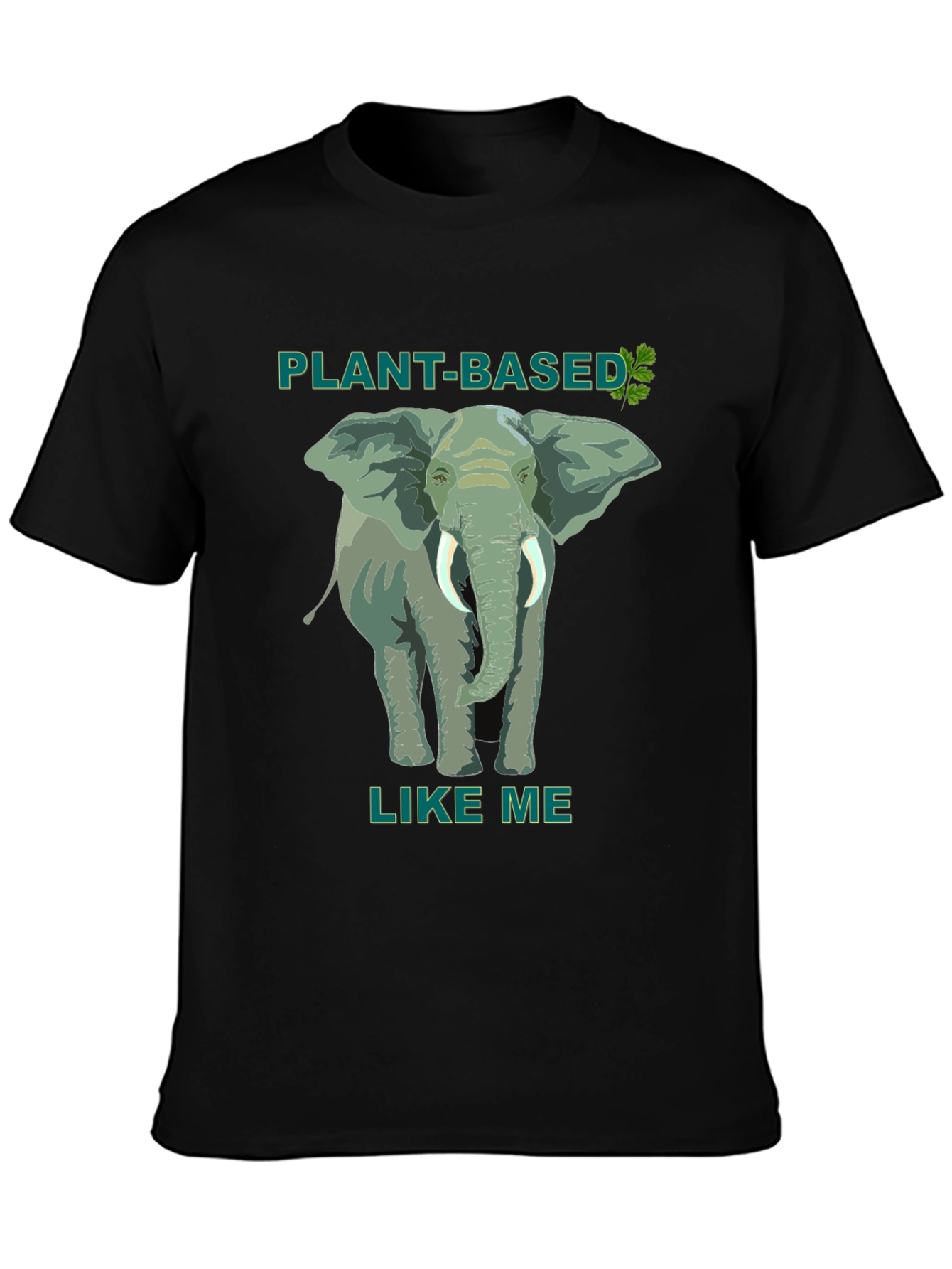 Black Plant-Based Elephant Graphic Tee view 3