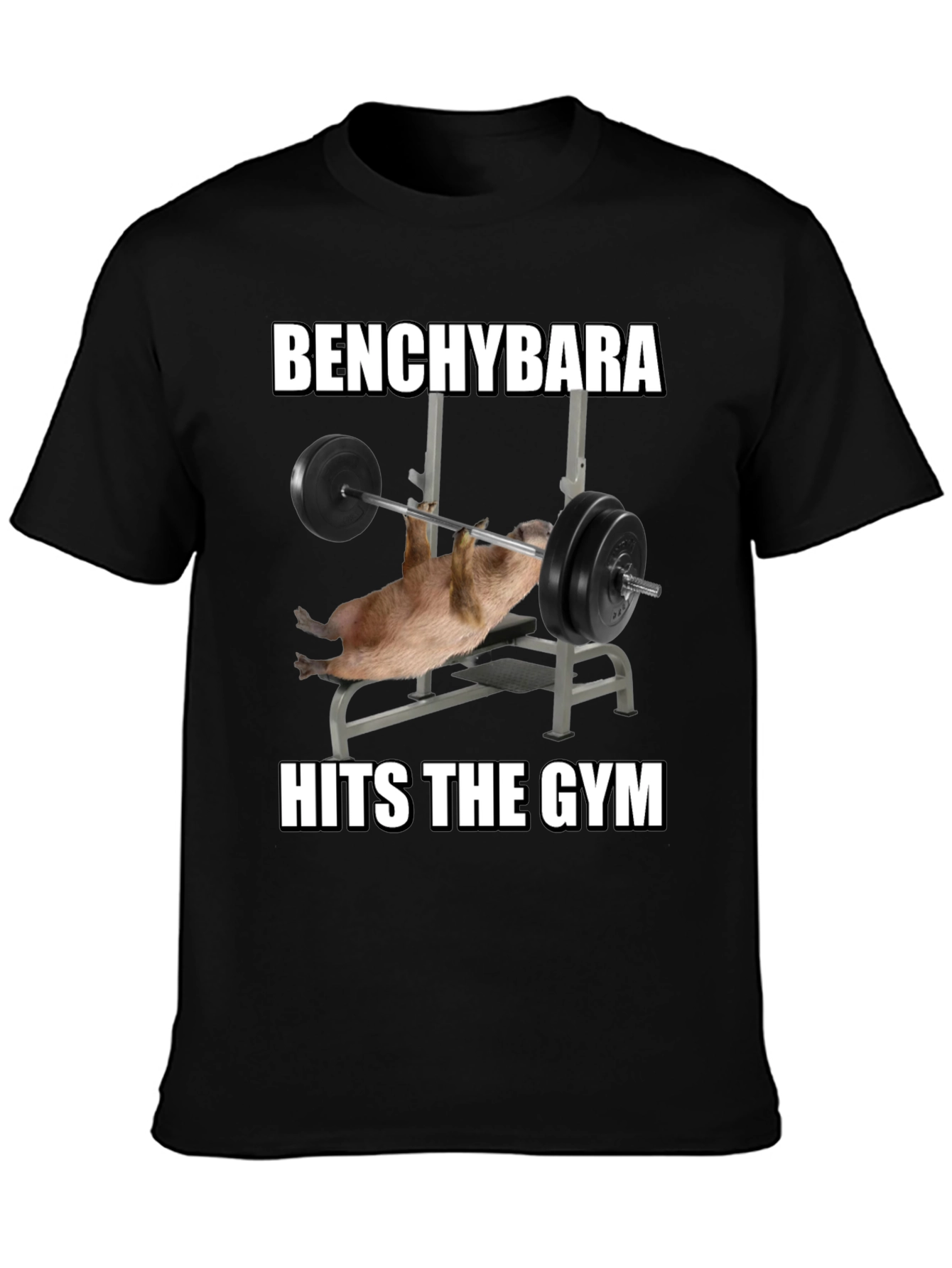 Black Benchybara Hits the Gym T-Shirt view 3