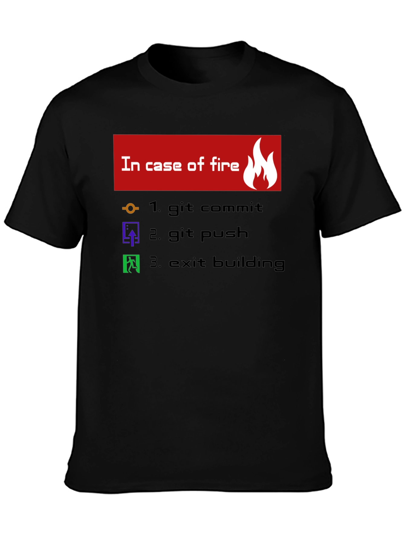 Black Funny Programmer T-Shirt - In Case of Fire view 3