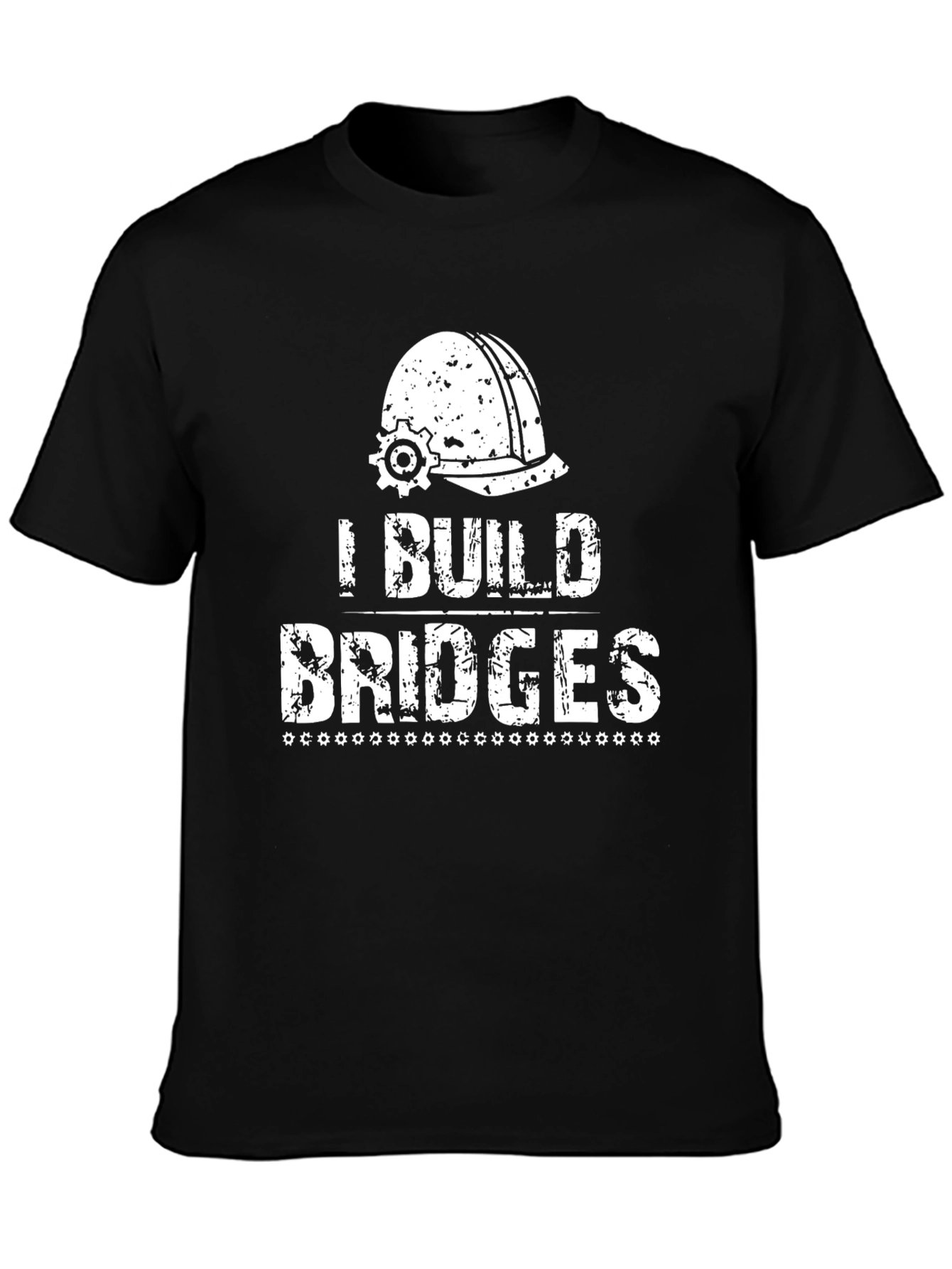 Black I Build Bridges Graphic T-Shirt - Construction Worker Tee view 3