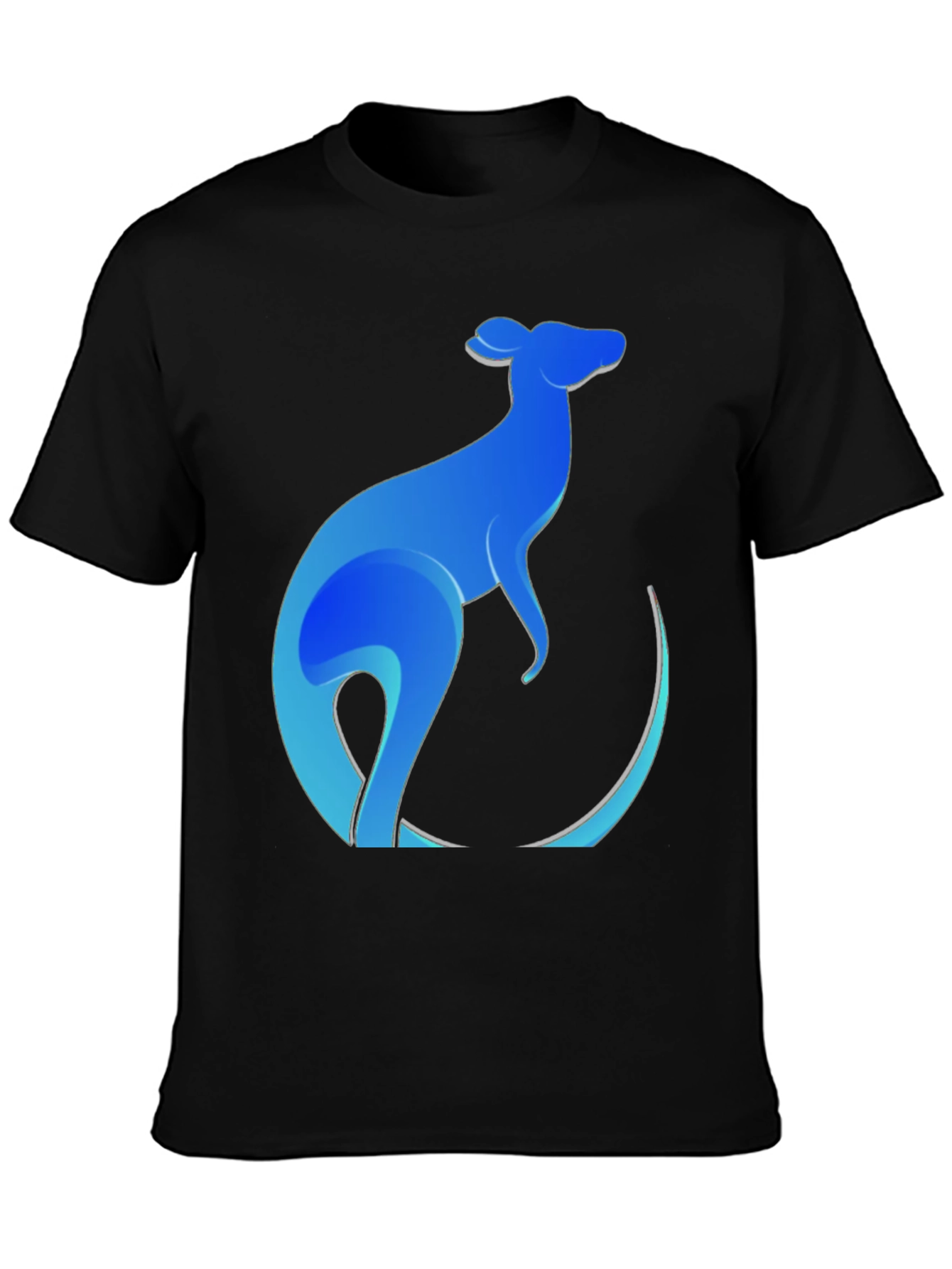 Black Blue Kangaroo Graphic Tee - Men's Black T-Shirt view 3