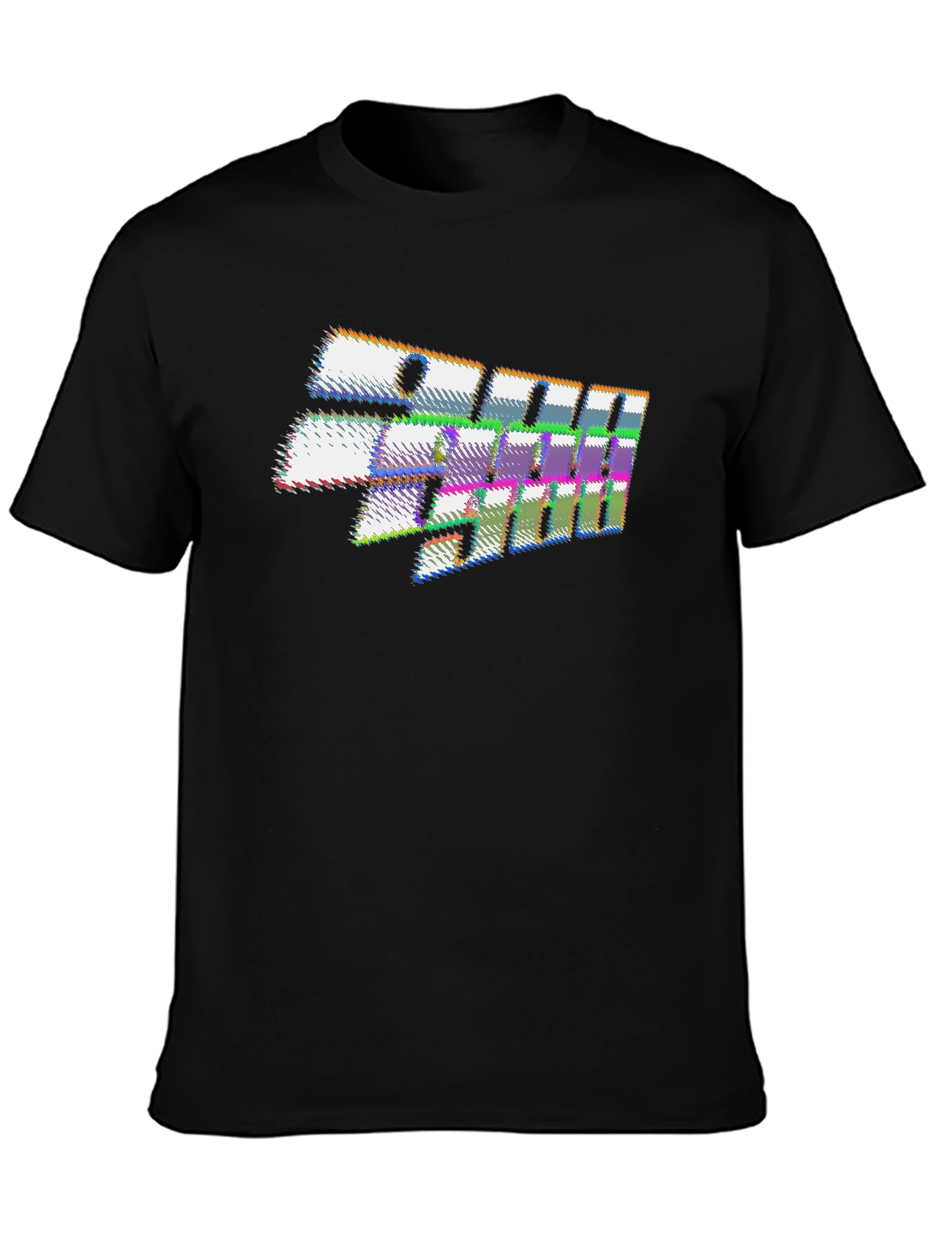 Black Geometric Pixelated T-Shirt - Black view 3