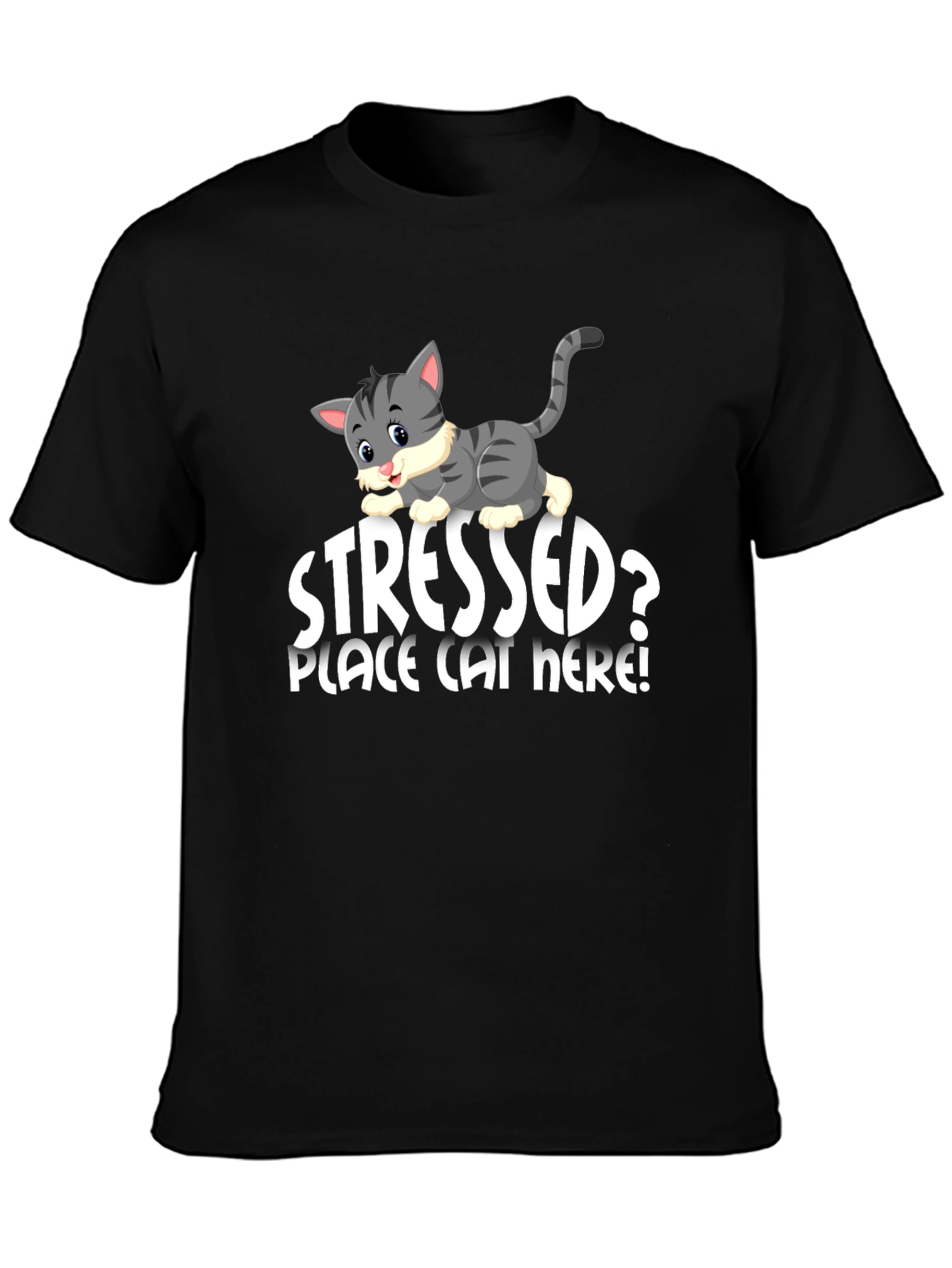 Black Stressed? Place Cat Here T-Shirt view 3