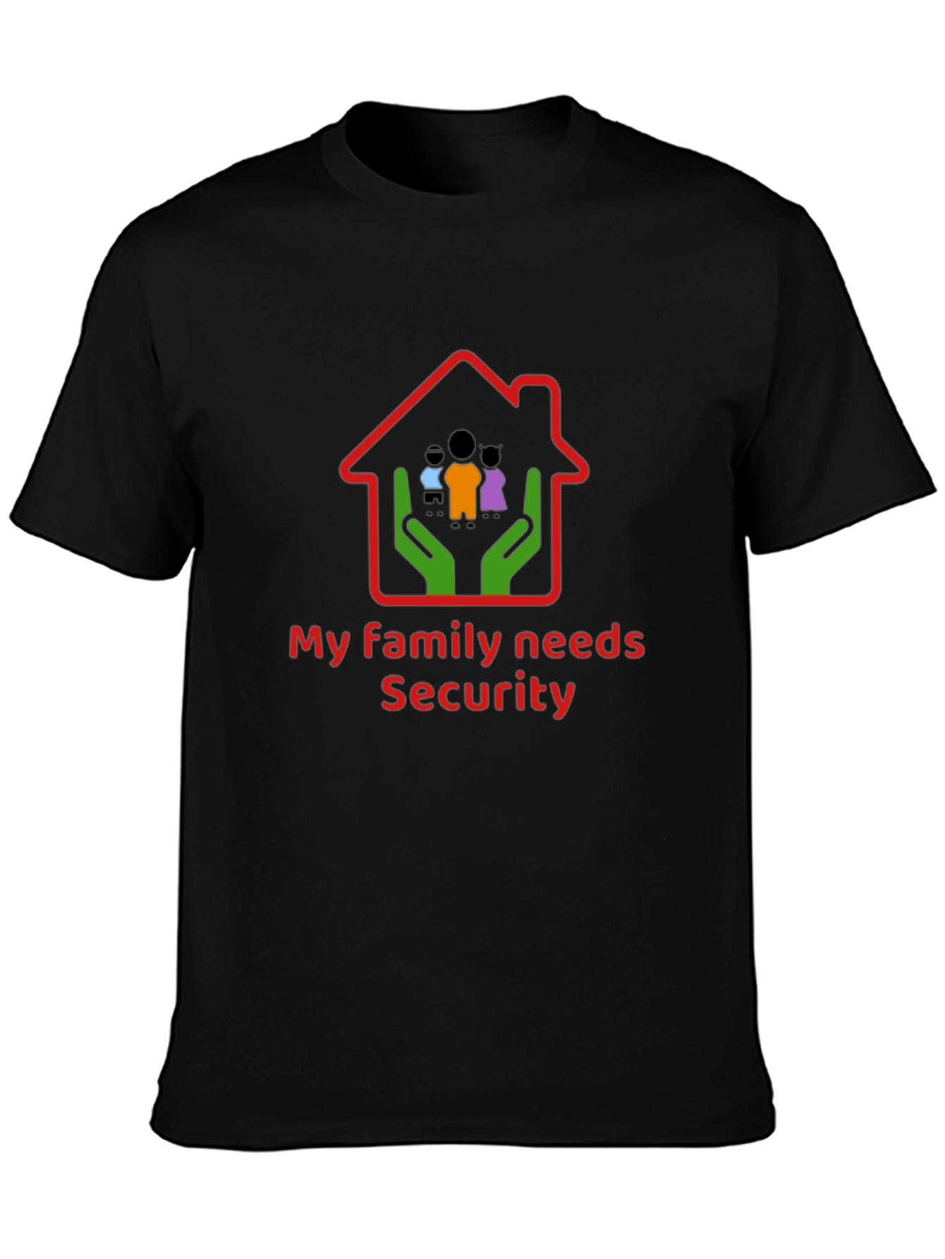 Black Family Security T-Shirt - Black Cotton Graphic Tee view 3