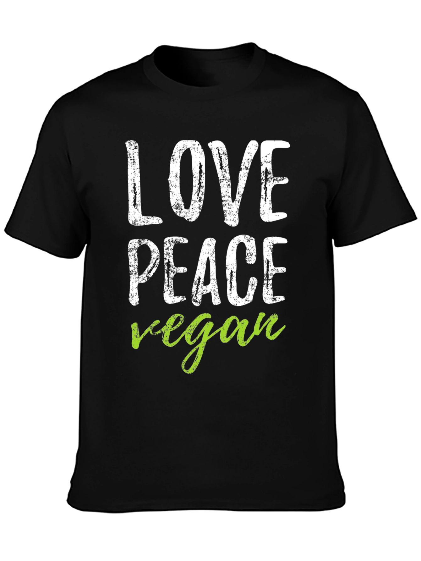 Black Love Peace Vegan Graphic Tee - Black Cotton T-Shirt view 3