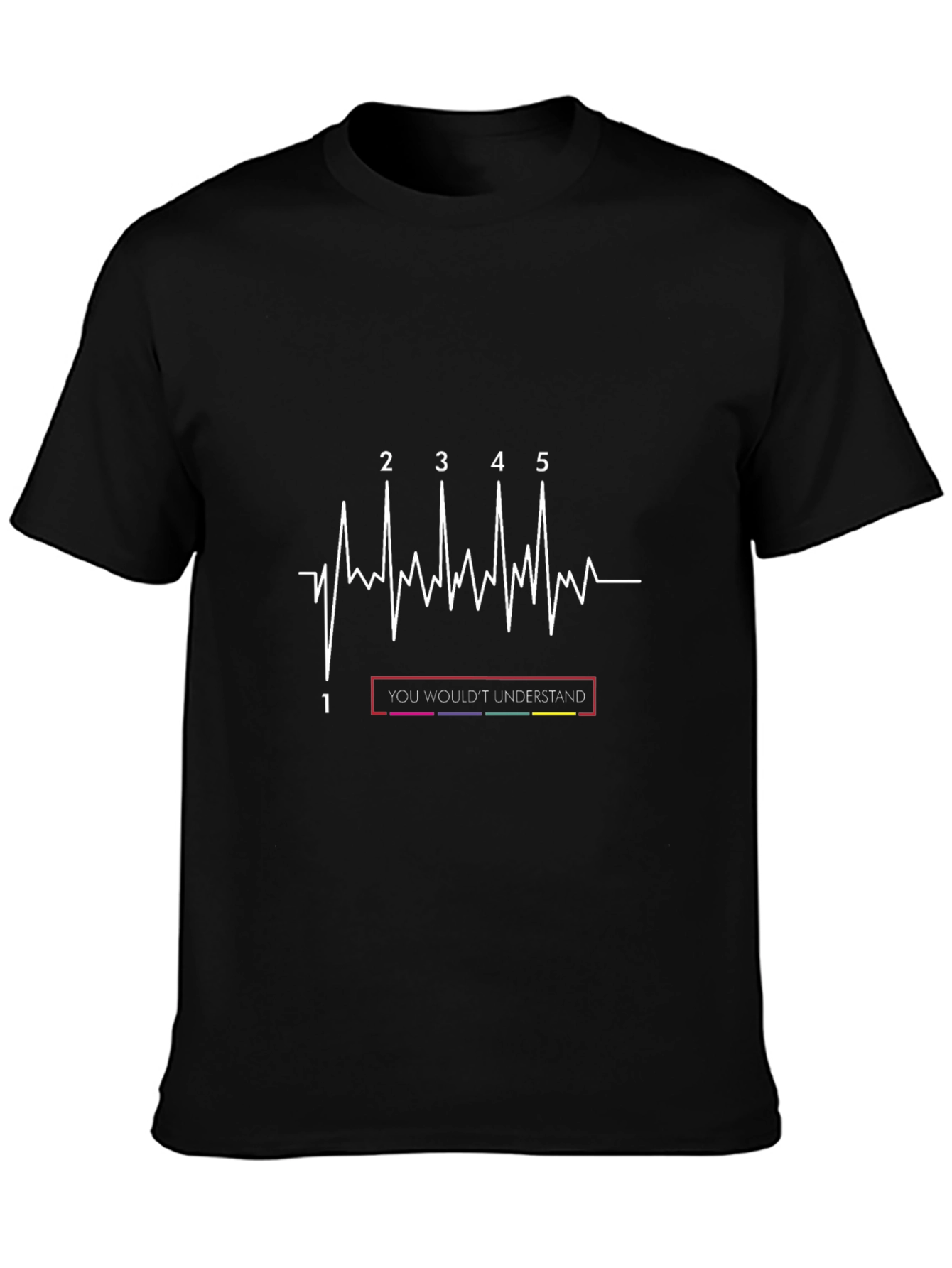 Black Manual Transmission Heartbeat T-Shirt view 3