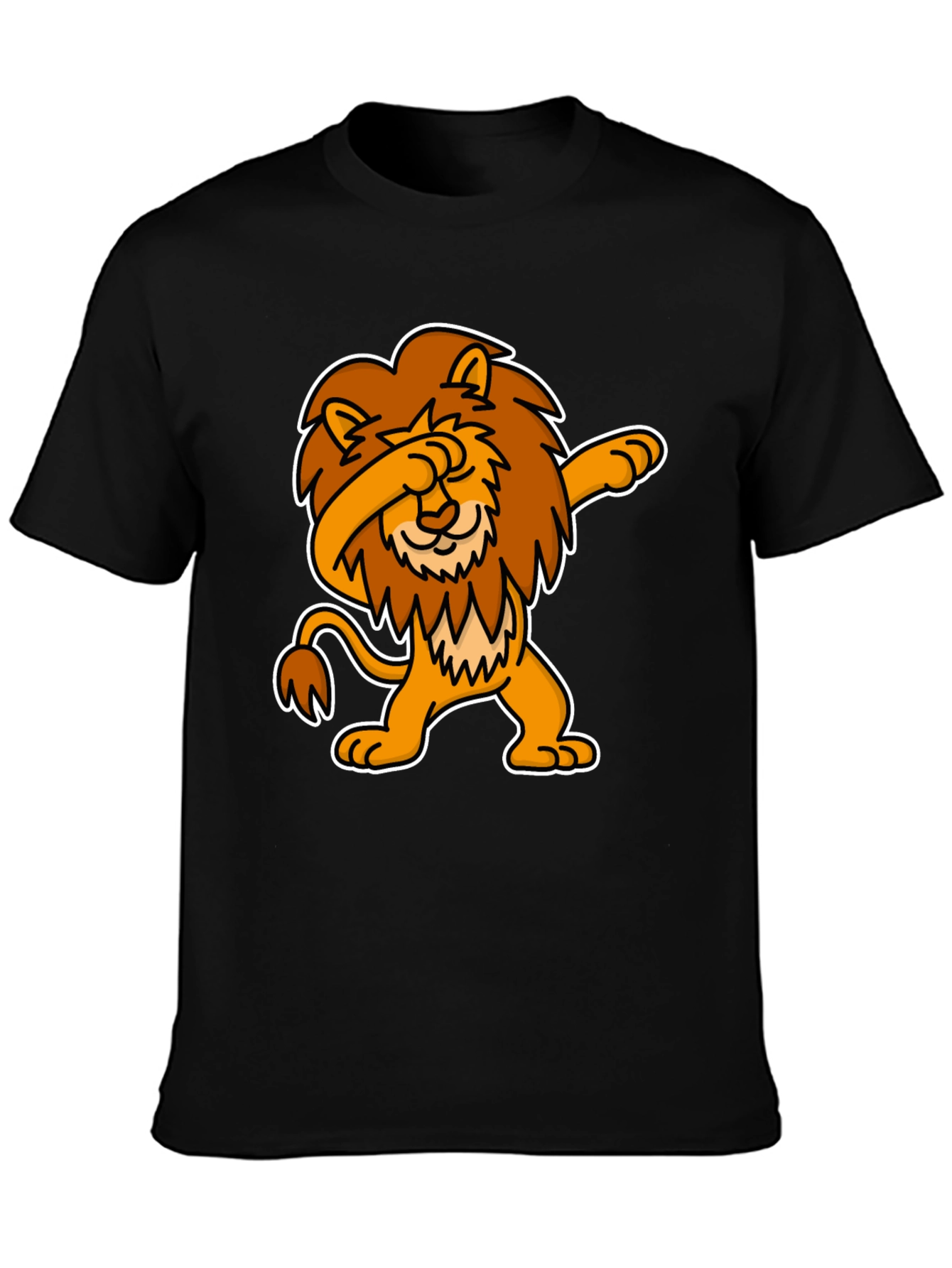 Black Dabbing Lion Graphic Tee - Black Cotton T-Shirt view 3