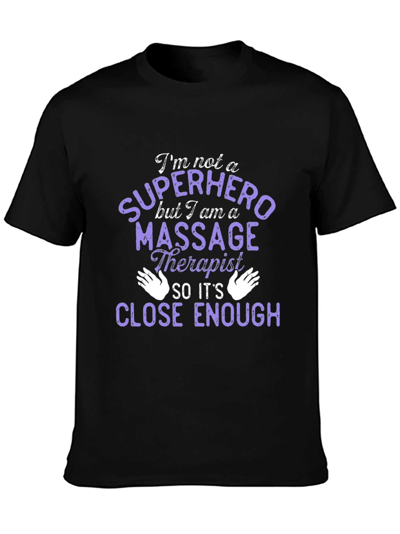 Black Massage Therapist Superhero T-Shirt - Black view 3