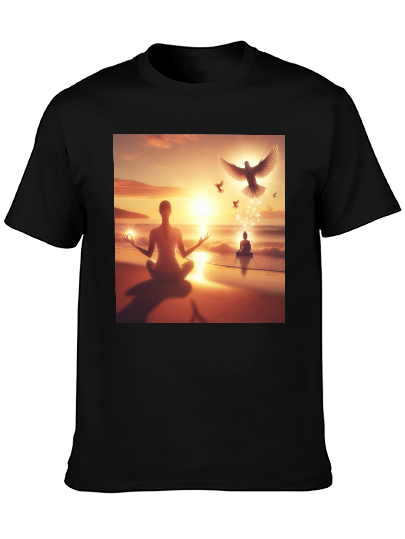 Zen Meditation T-Shirt - Peaceful Beach Design - 3