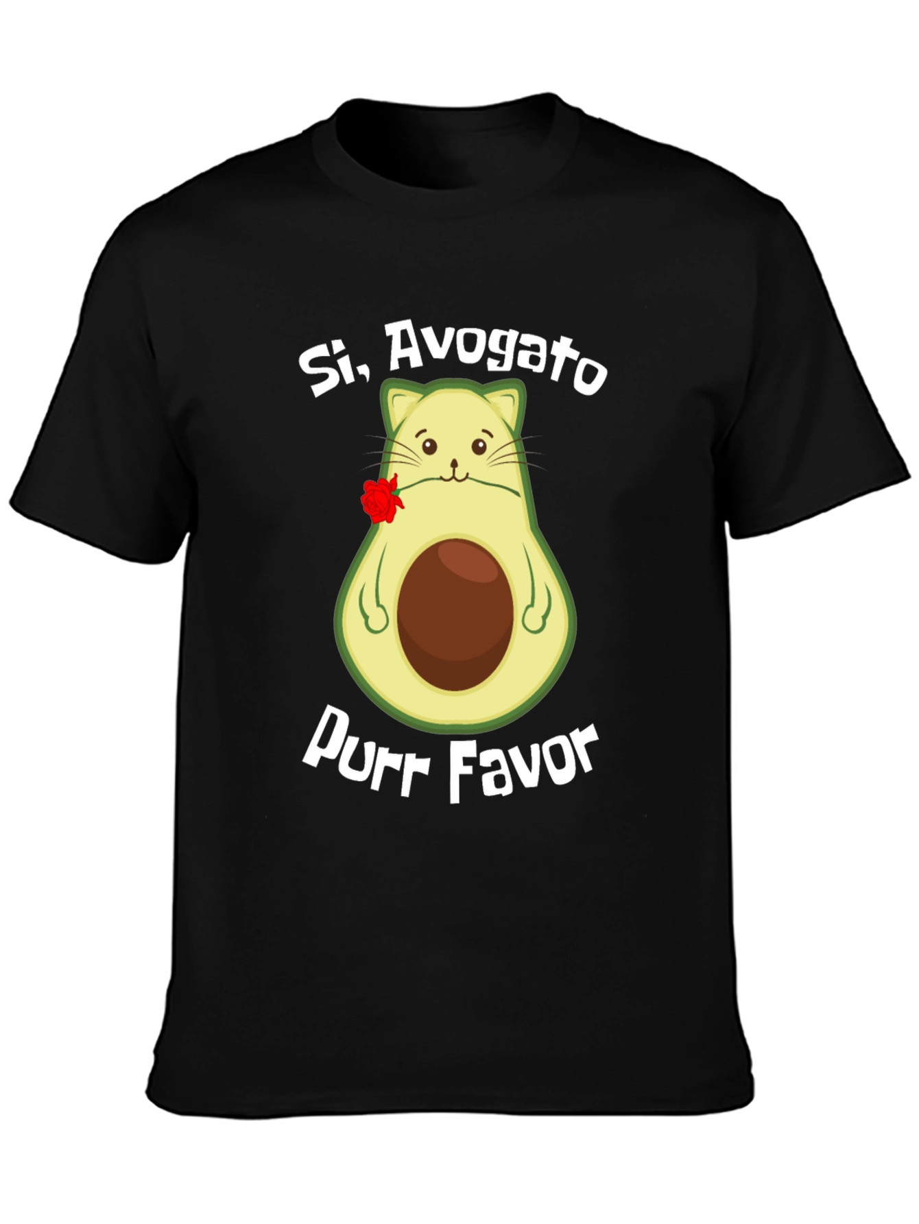 Black Si, Avogato Purr Favor T-Shirt - Avocado Cat Humor Tee view 3