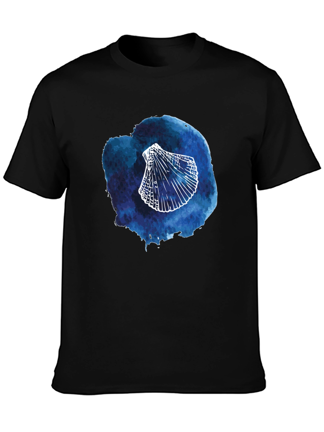 Black Watercolor Seashell Graphic T-Shirt view 3