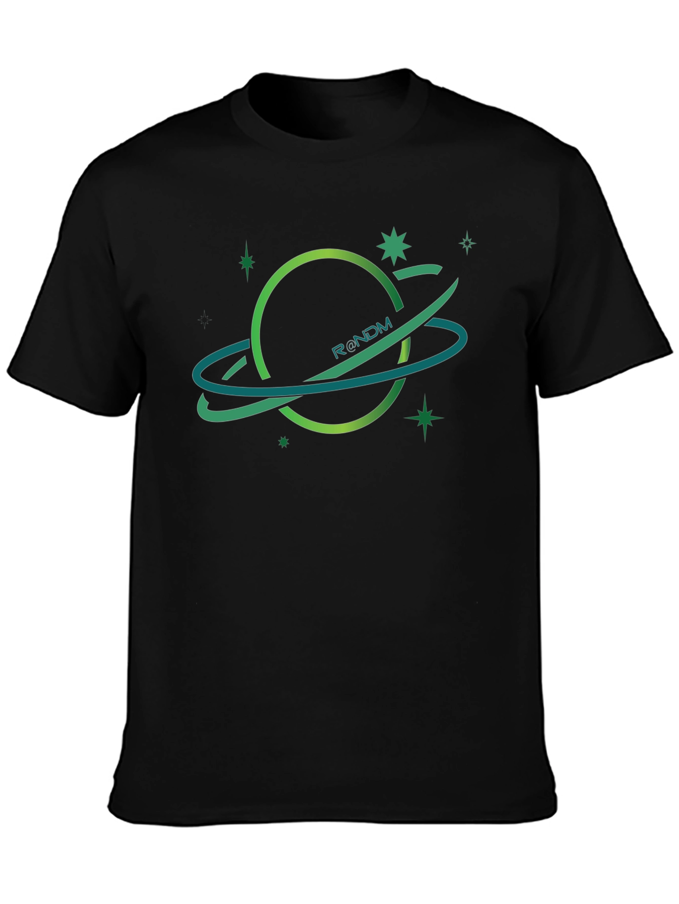 Black R@NDM Planet Graphic T-Shirt - Black, Unique Design view 3