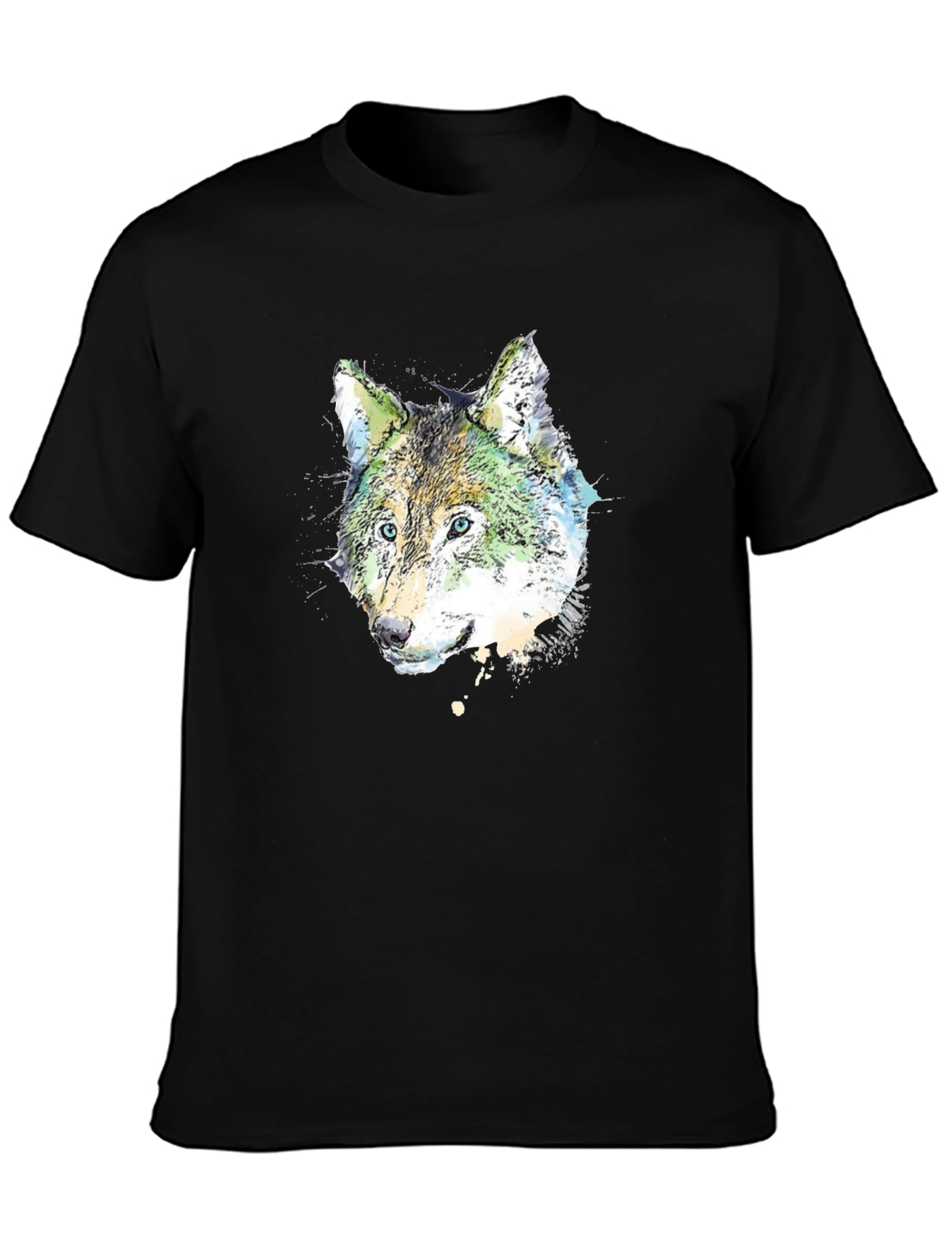 Black Wolf Graphic Print Black T-Shirt view 3