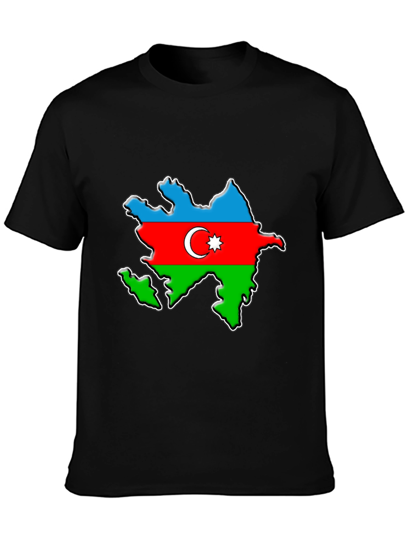 Black Azerbaijan Flag Map T-Shirt - Patriotic Pride Tee view 3