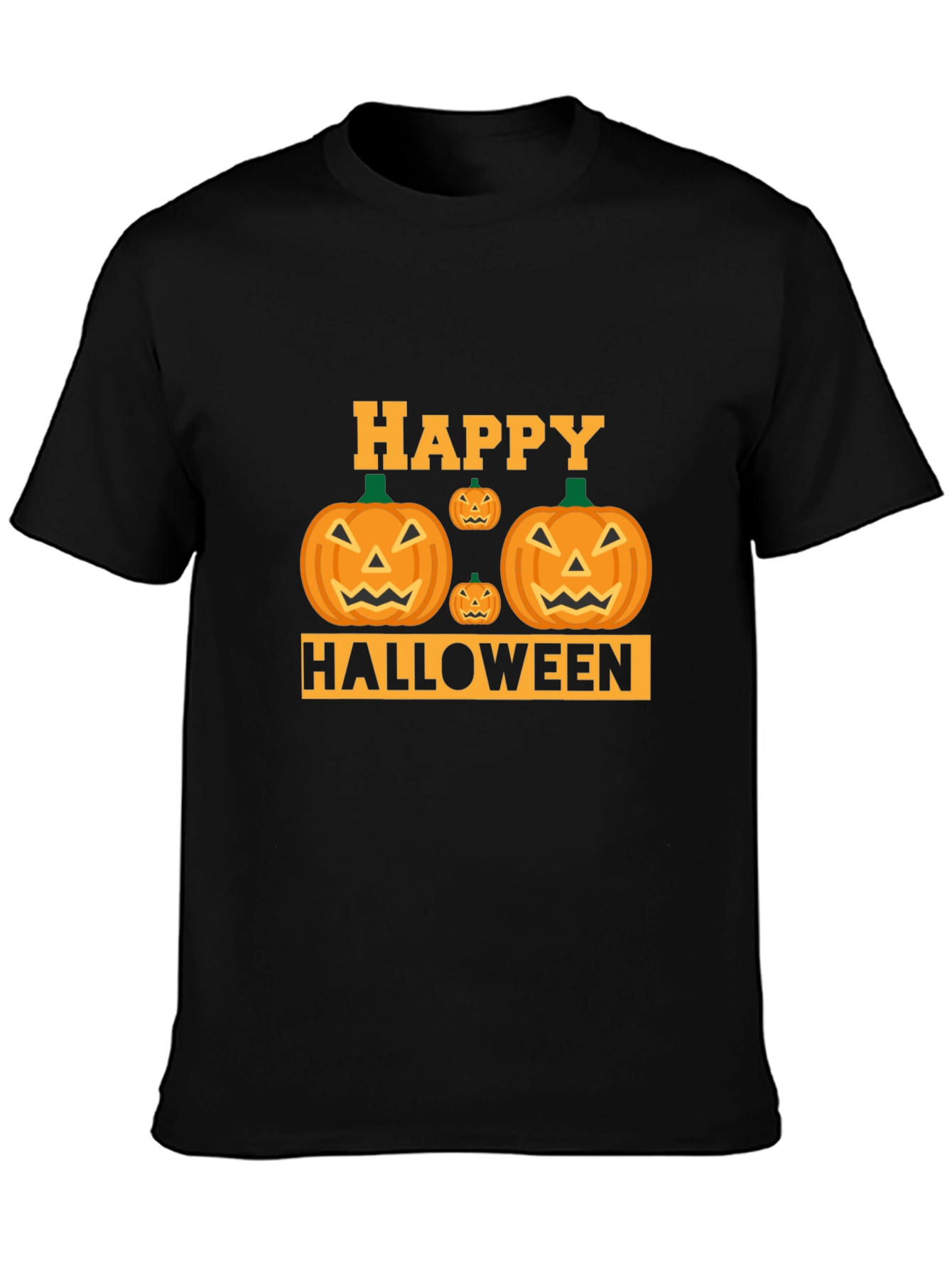 Black Happy Halloween Pumpkin T-Shirt view 3