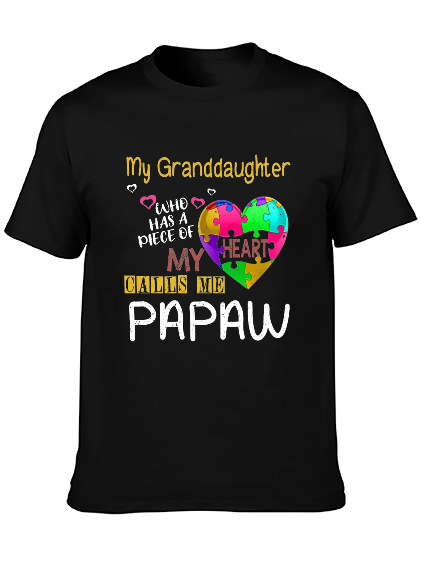 Black My Granddaughter Autism Awareness T-Shirt view 3