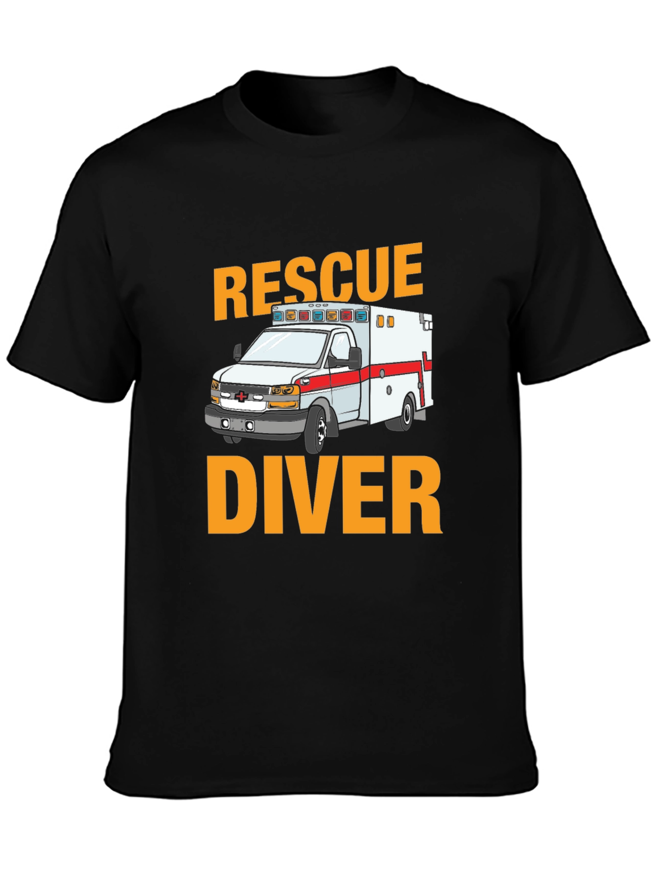 Black Rescue Diver Ambulance Graphic T-Shirt view 3