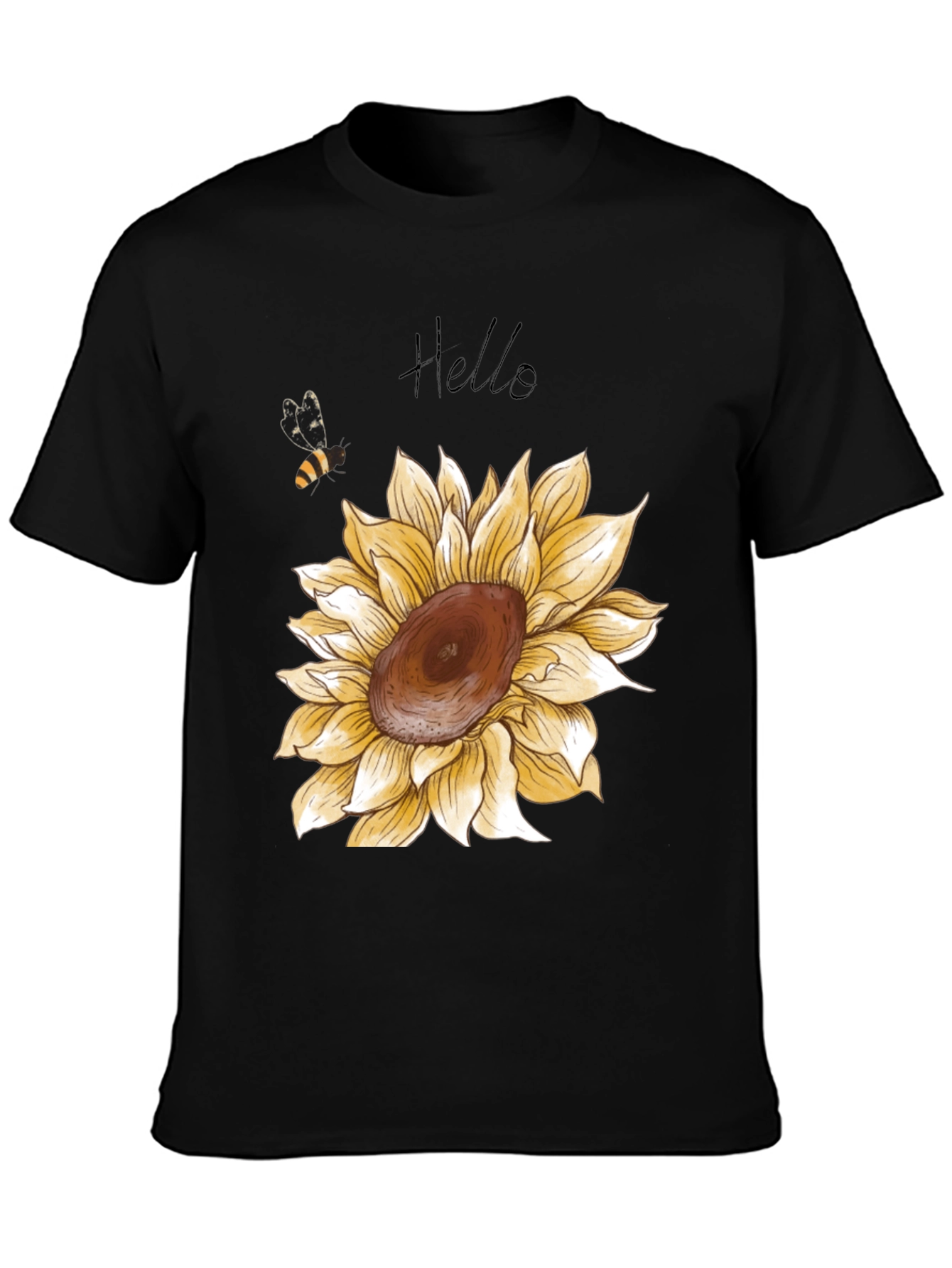 Black Sunflower Graphic Print Men's Black T-Shirt view 3