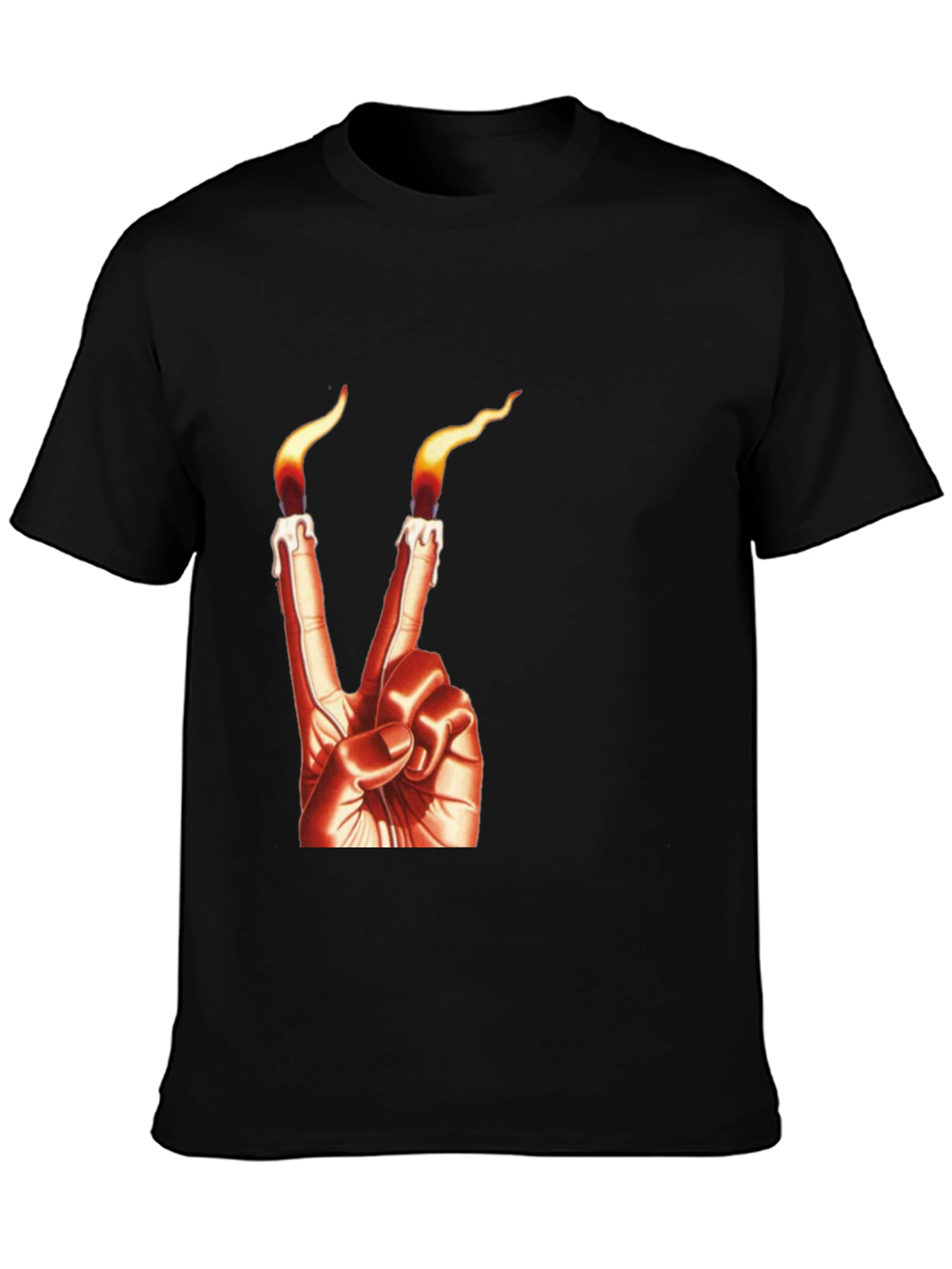 Black Candle Finger Peace Sign Graphic Tee view 3