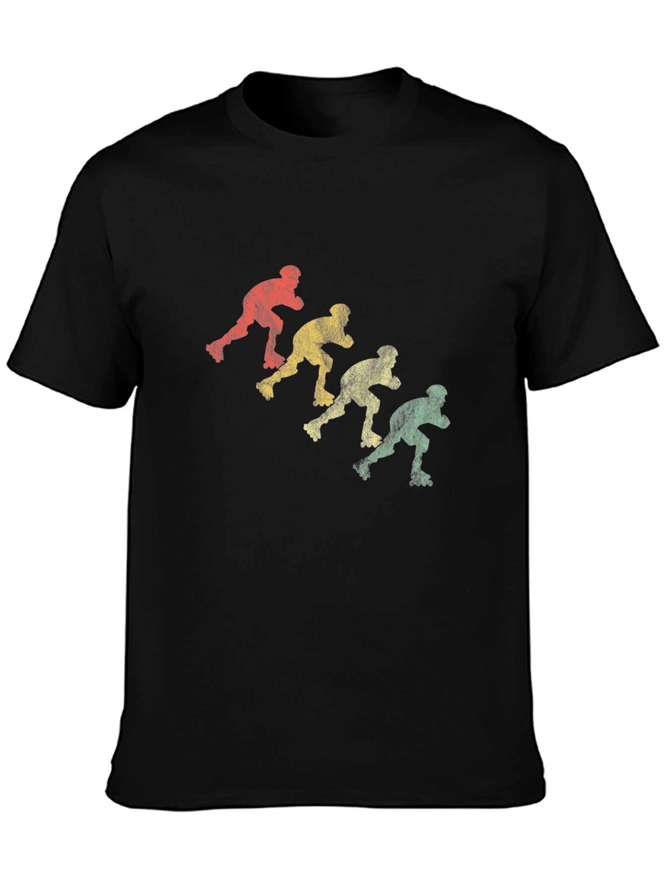 Black Retro Roller Skater T-Shirt - Vintage Style Skate Design view 3