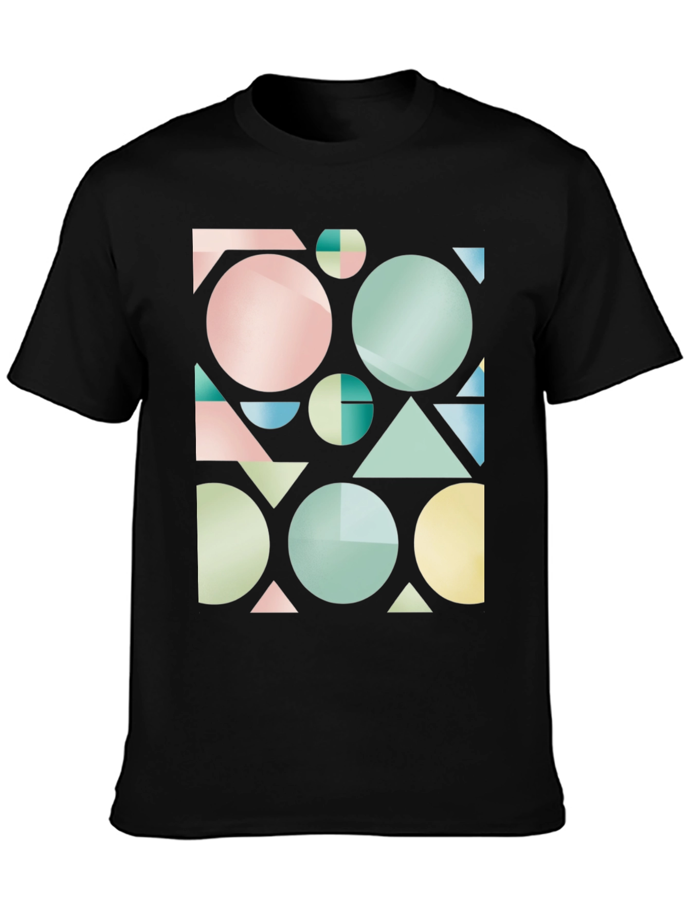 Black Geometric Shapes Graphic Tee - Modern Design T-Shirt view 3
