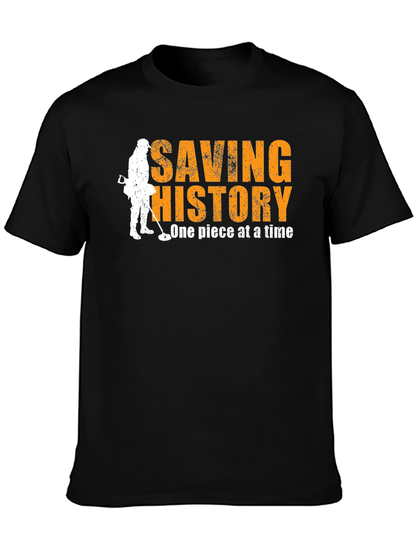 Black Saving History T-Shirt - Metal Detecting Tee view 3