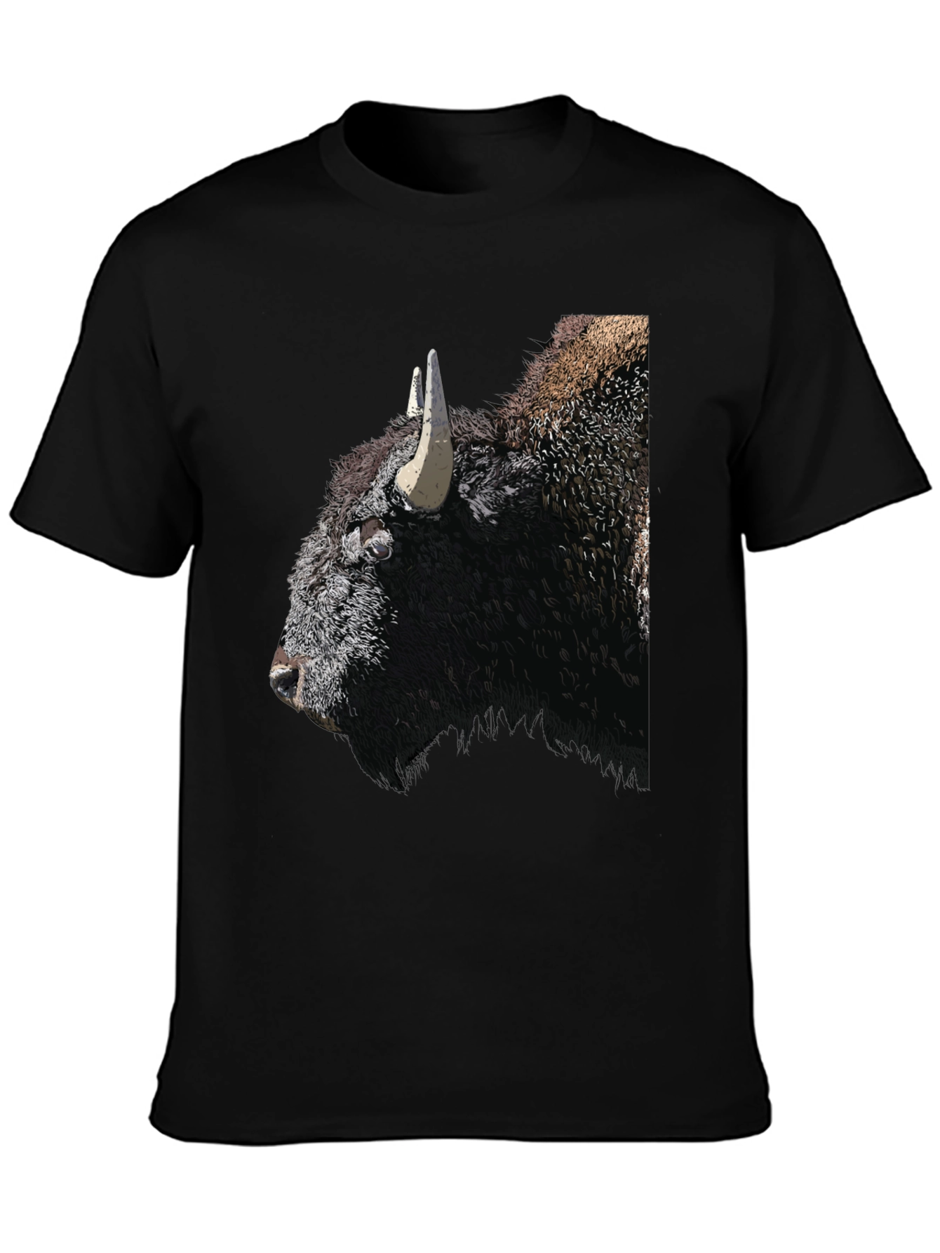 Black Bison Graphic Tee - Black Cotton T-Shirt view 3