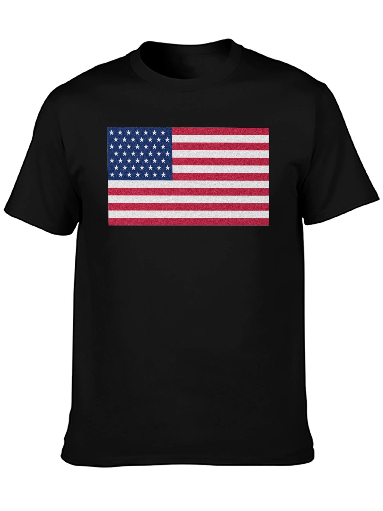 Black American Flag Graphic Print Crew Neck T-Shirt view 3
