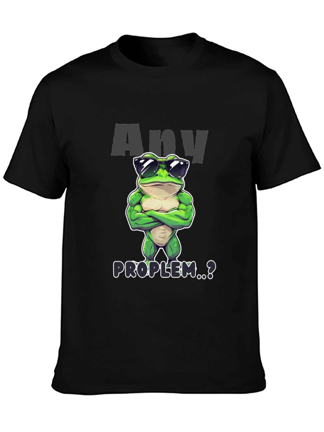 Black Cool Frog Graphic T-Shirt - Any Problem? view 3