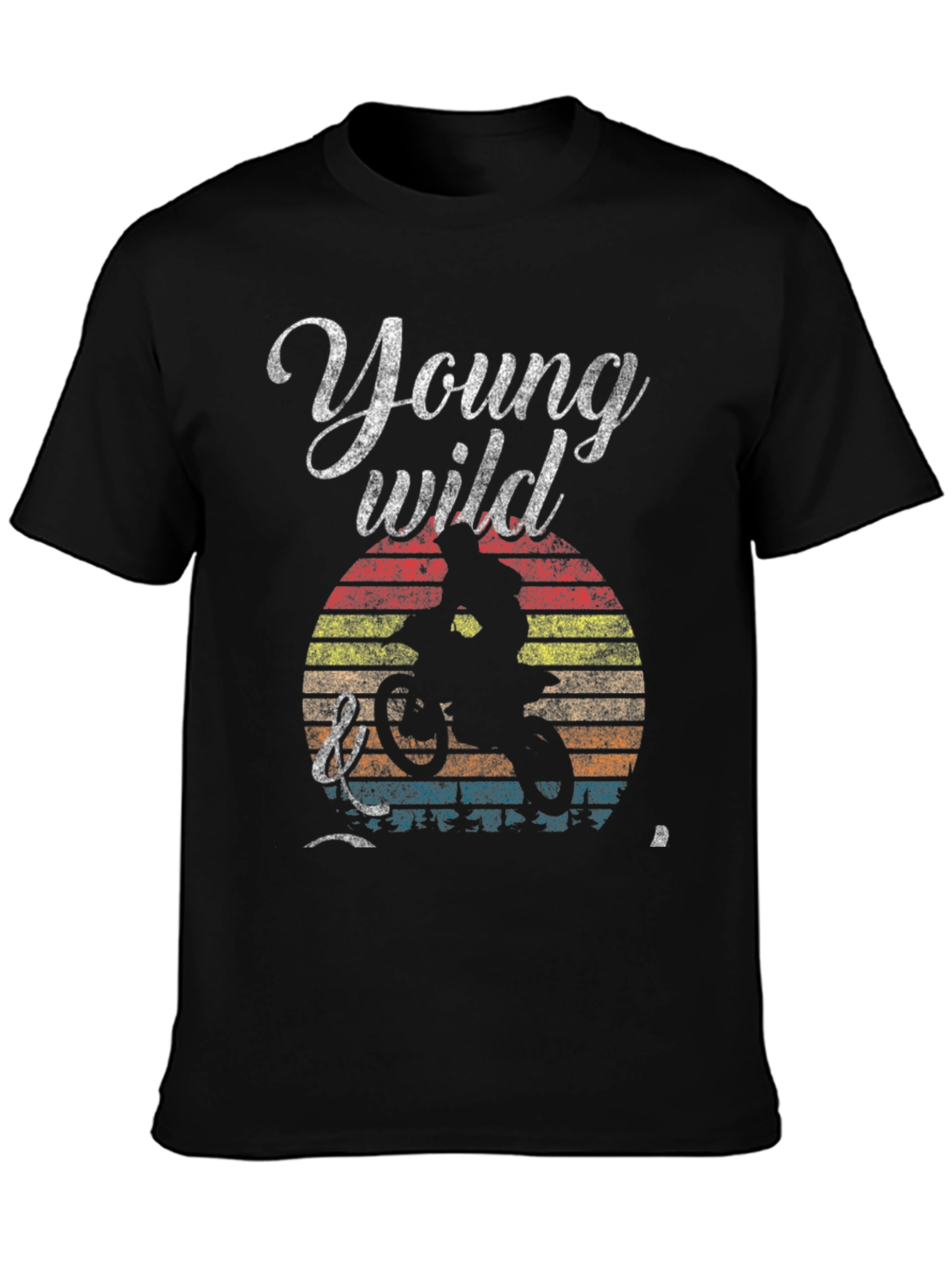 Black Young Wild Mountain Biker Graphic Tee view 3