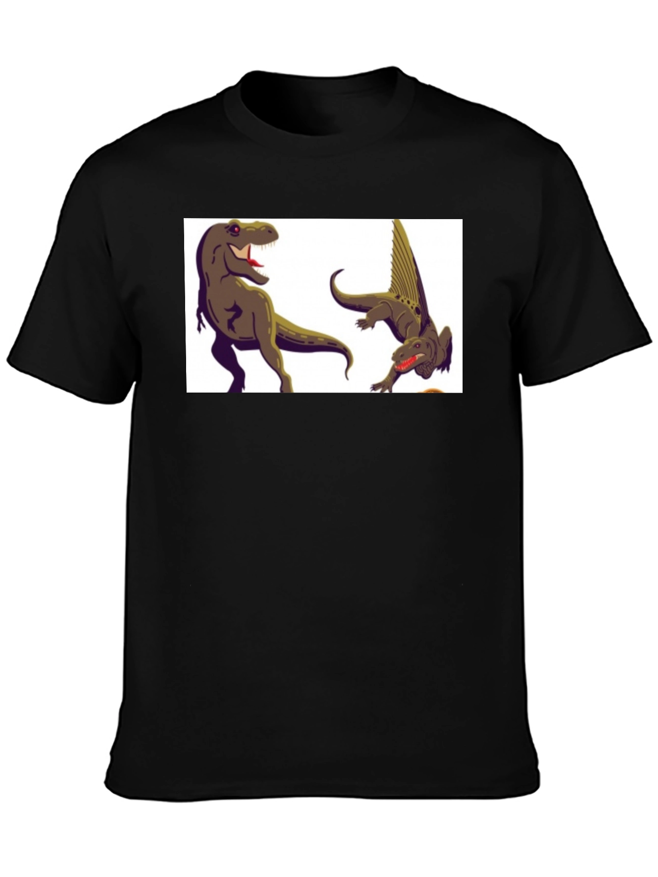 Black Dinosaur Graphic Tee - Black Cotton T-Shirt view 3