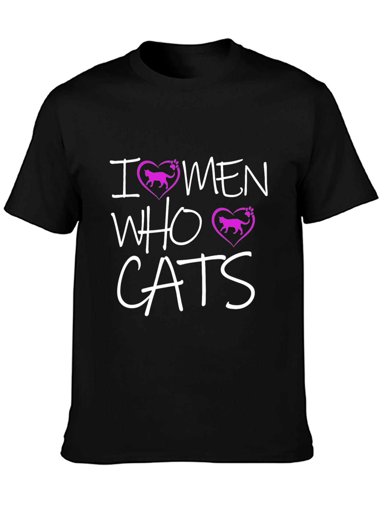 Black I Love Men Who Love Cats Graphic T-Shirt view 3