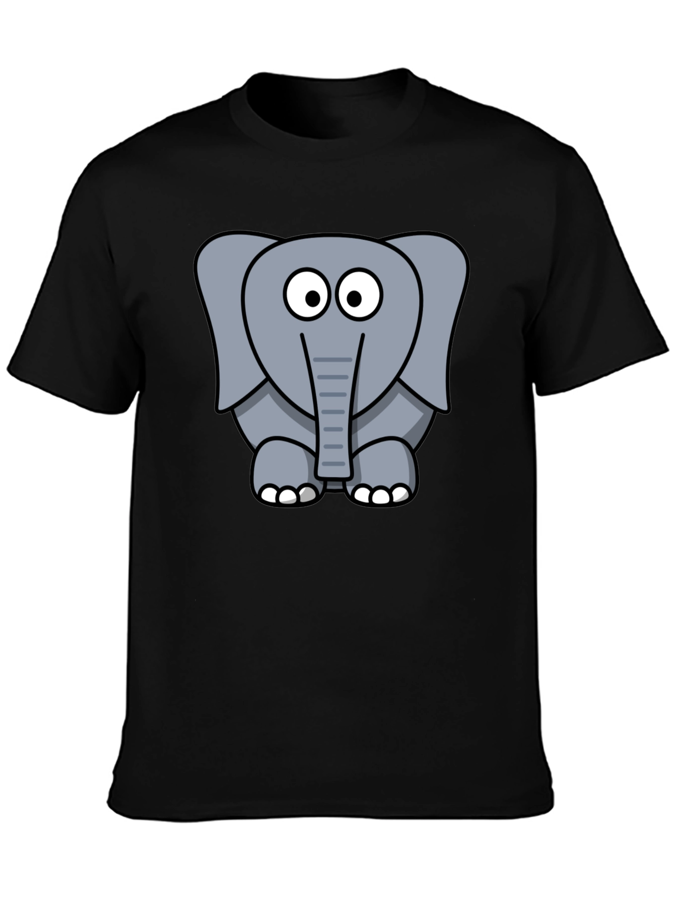Black Cartoon Elephant Graphic T-Shirt - Unisex Black Tee view 3