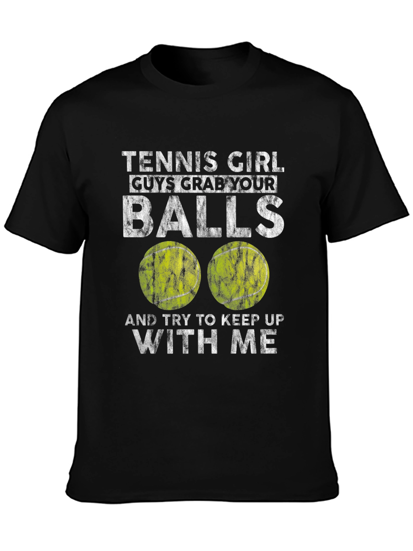 Black Tennis Girl Grab Your Balls Graphic Tee view 3