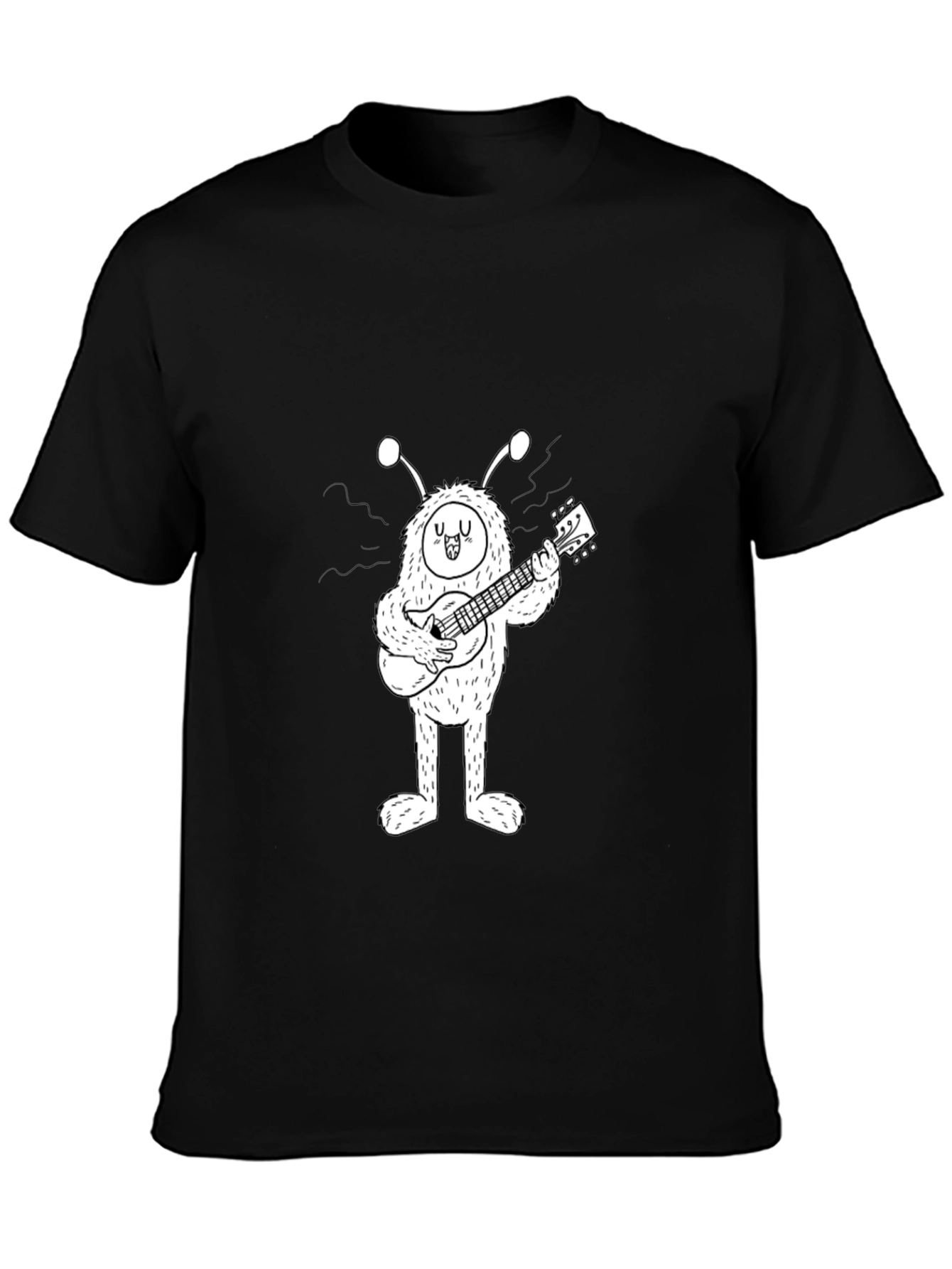 Black Monster Guitar T-Shirt - Black Cotton Tee view 3