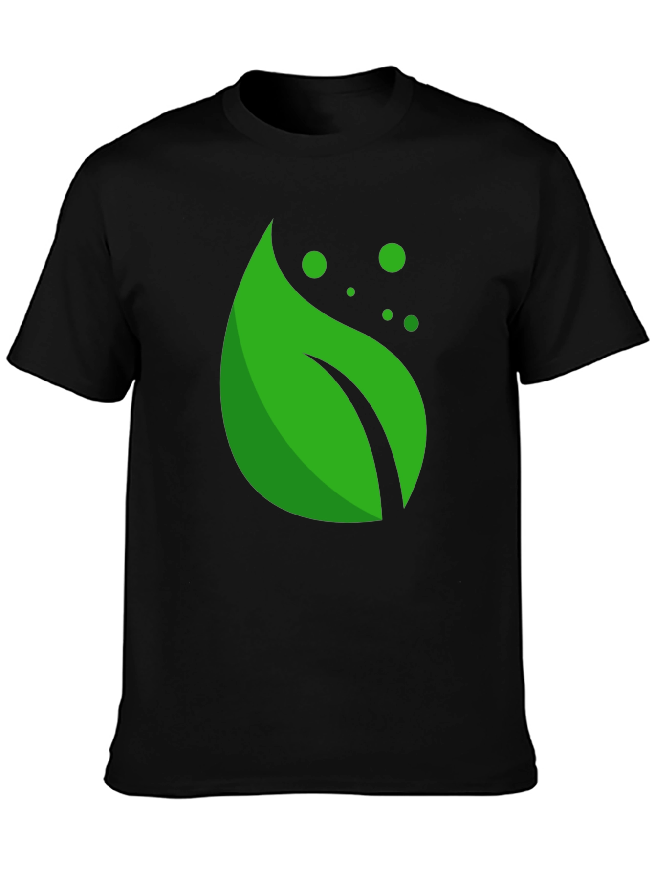 Black Green Leaf Graphic Black T-Shirt view 3