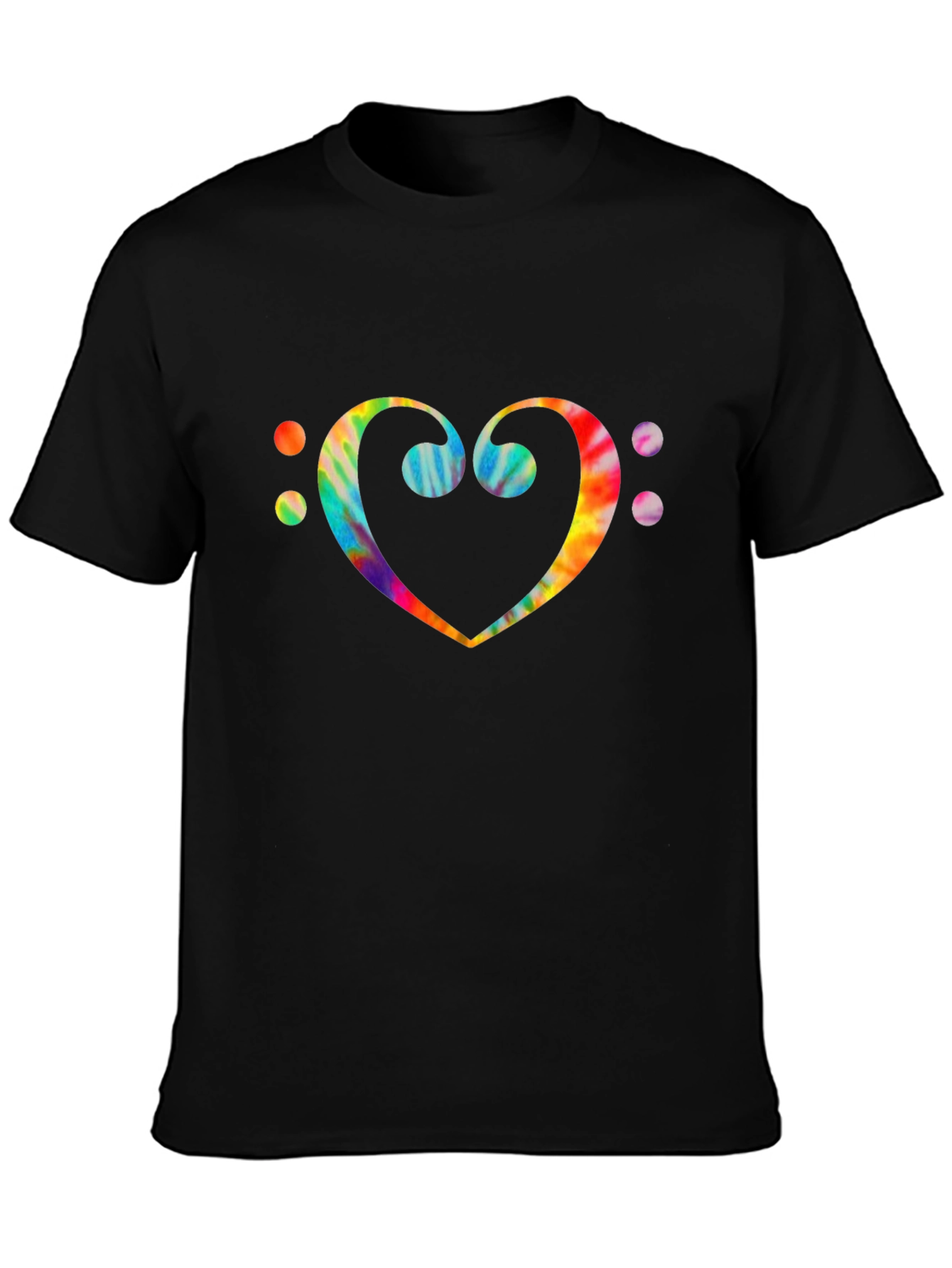 Black Tie-Dye Music Heart Graphic Tee - Black view 3