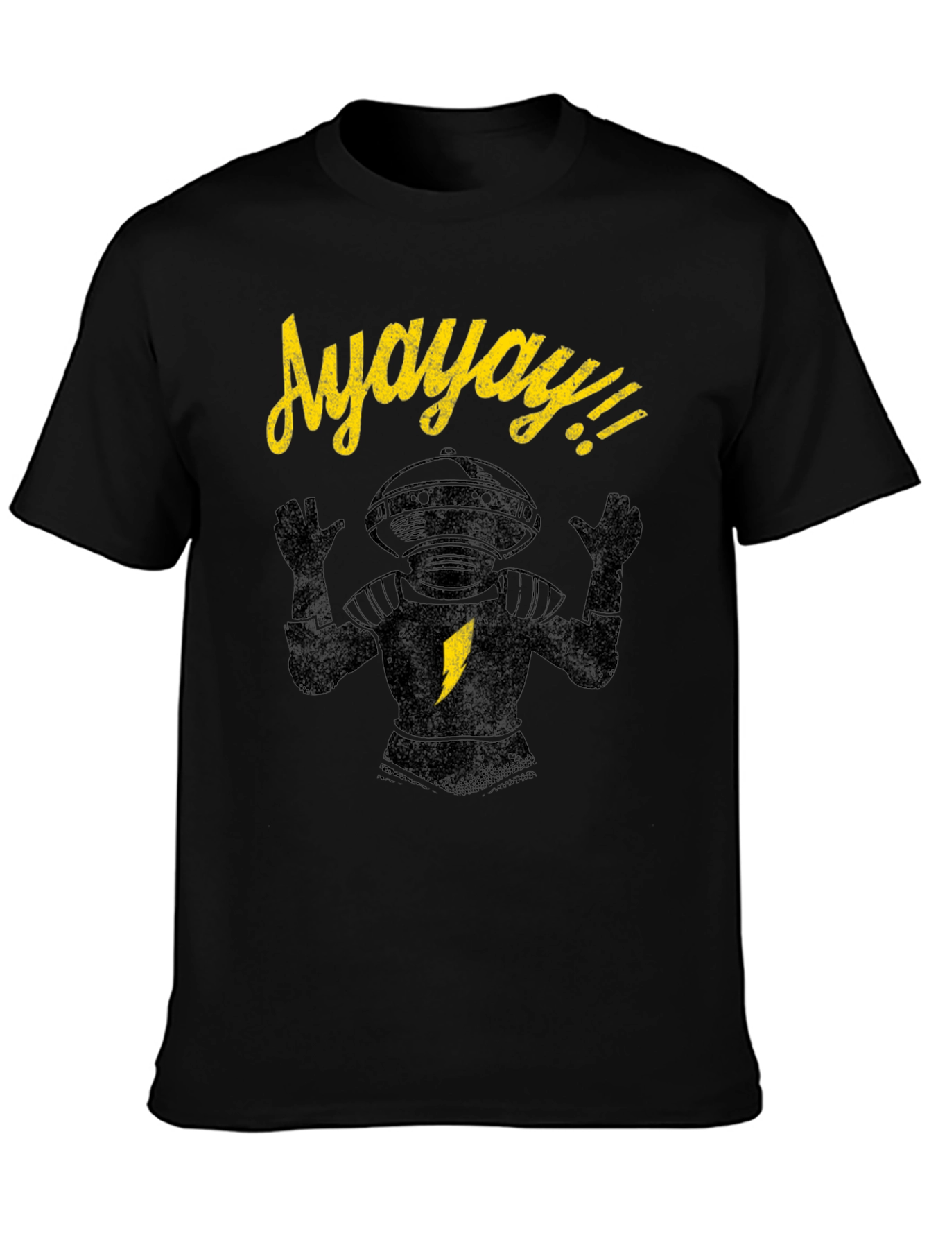 Black Lost in Space Robot Ayayay T-Shirt view 3