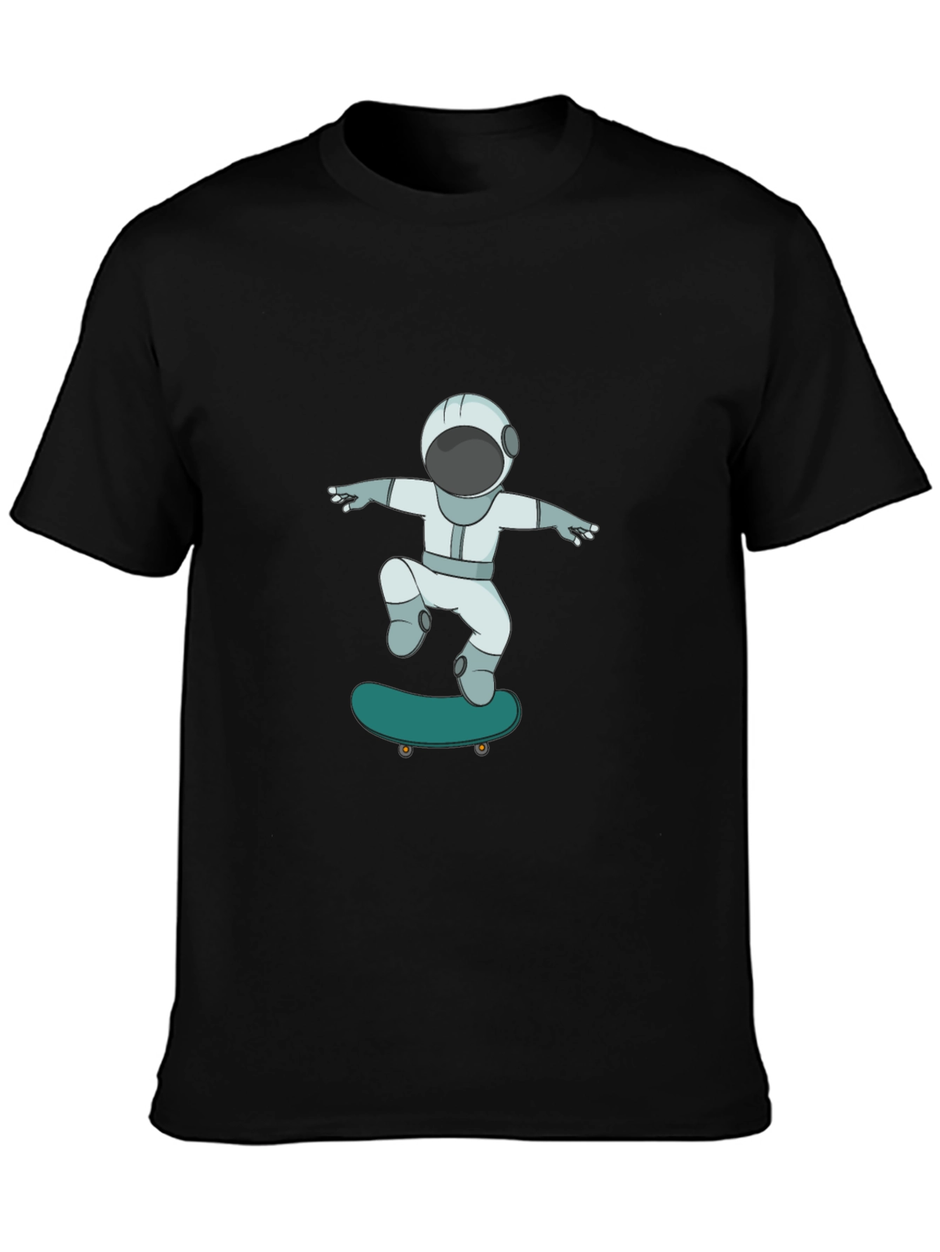 Black Skateboarding Astronaut Graphic Tee - Cool Black T-Shirt view 3