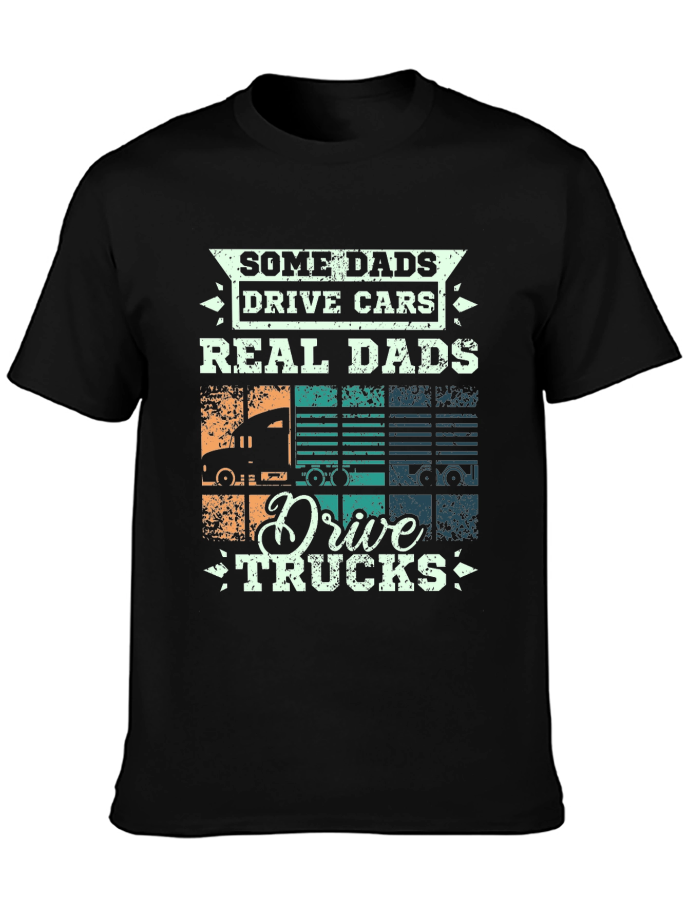 Black Real Dads Drive Trucks Graphic T-Shirt view 3