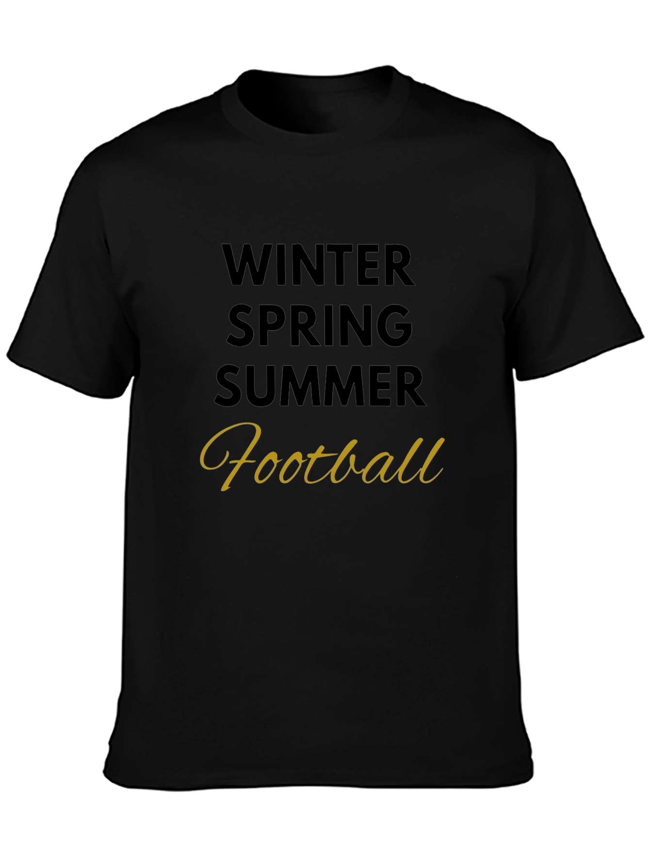 Black Winter Spring Summer Football T-Shirt view 3
