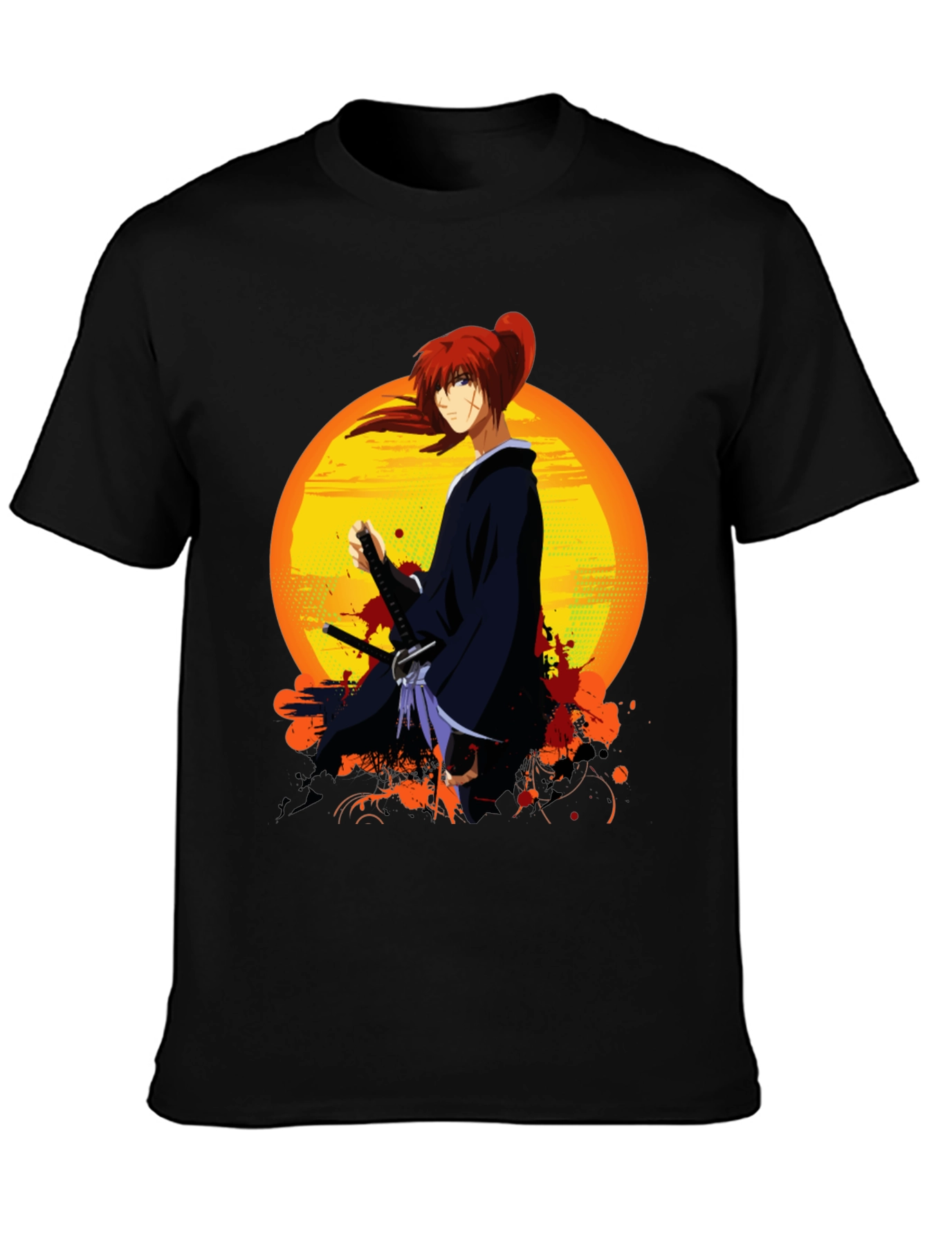 Black Anime Warrior T-Shirt view 3