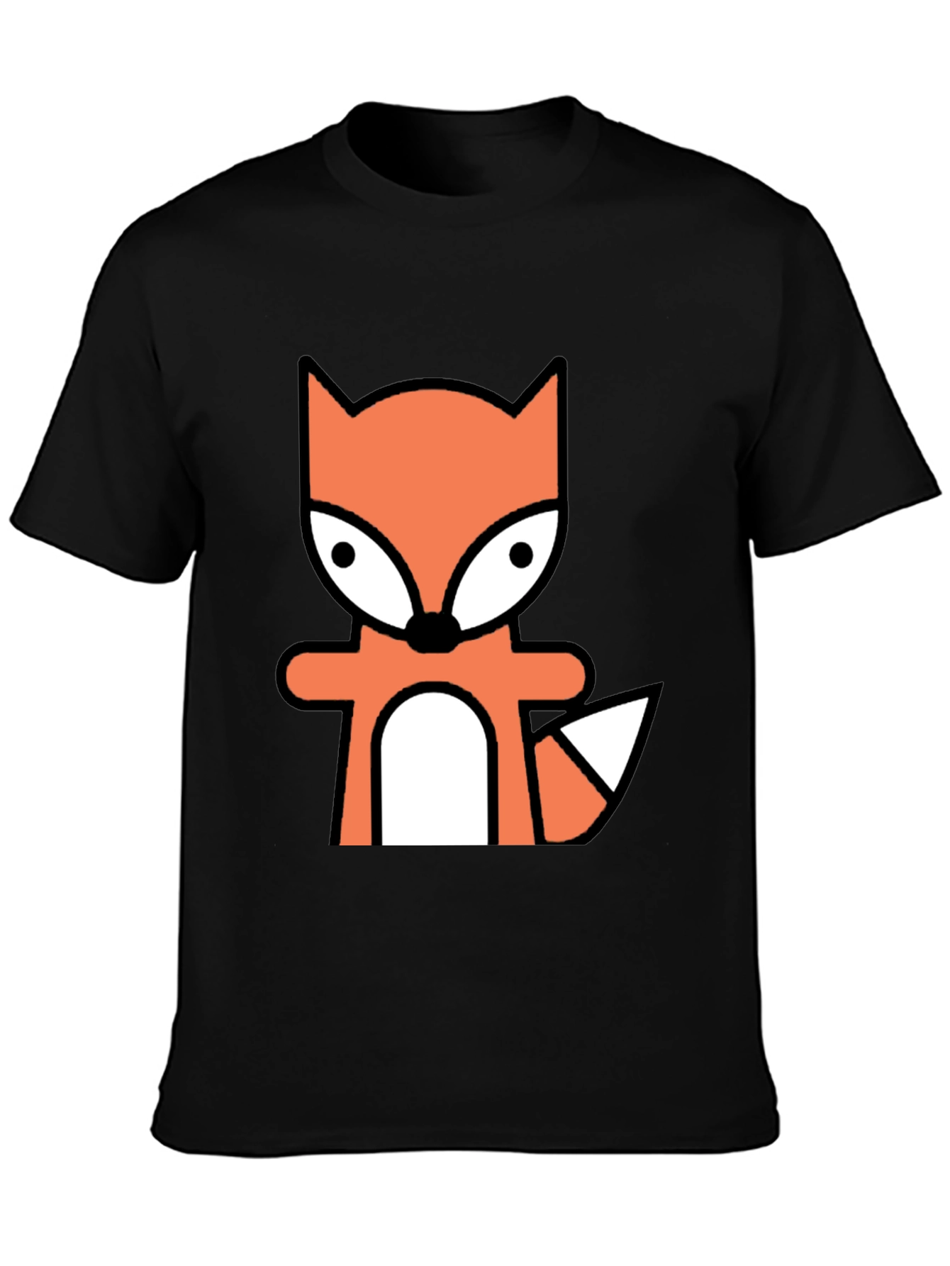 Black Cartoon Fox Graphic Tee - Black Cotton Blend view 3
