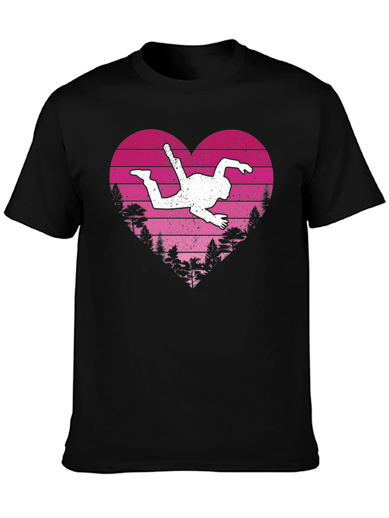 Black Skydiving Heart T-Shirt - Black Tee view 3