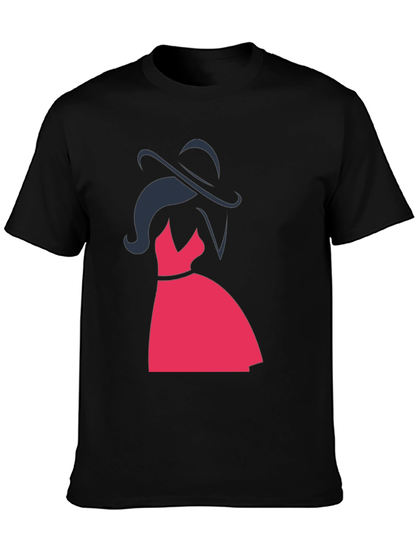 Black Silhouette Lady in Red Dress Graphic Tee - Black view 3