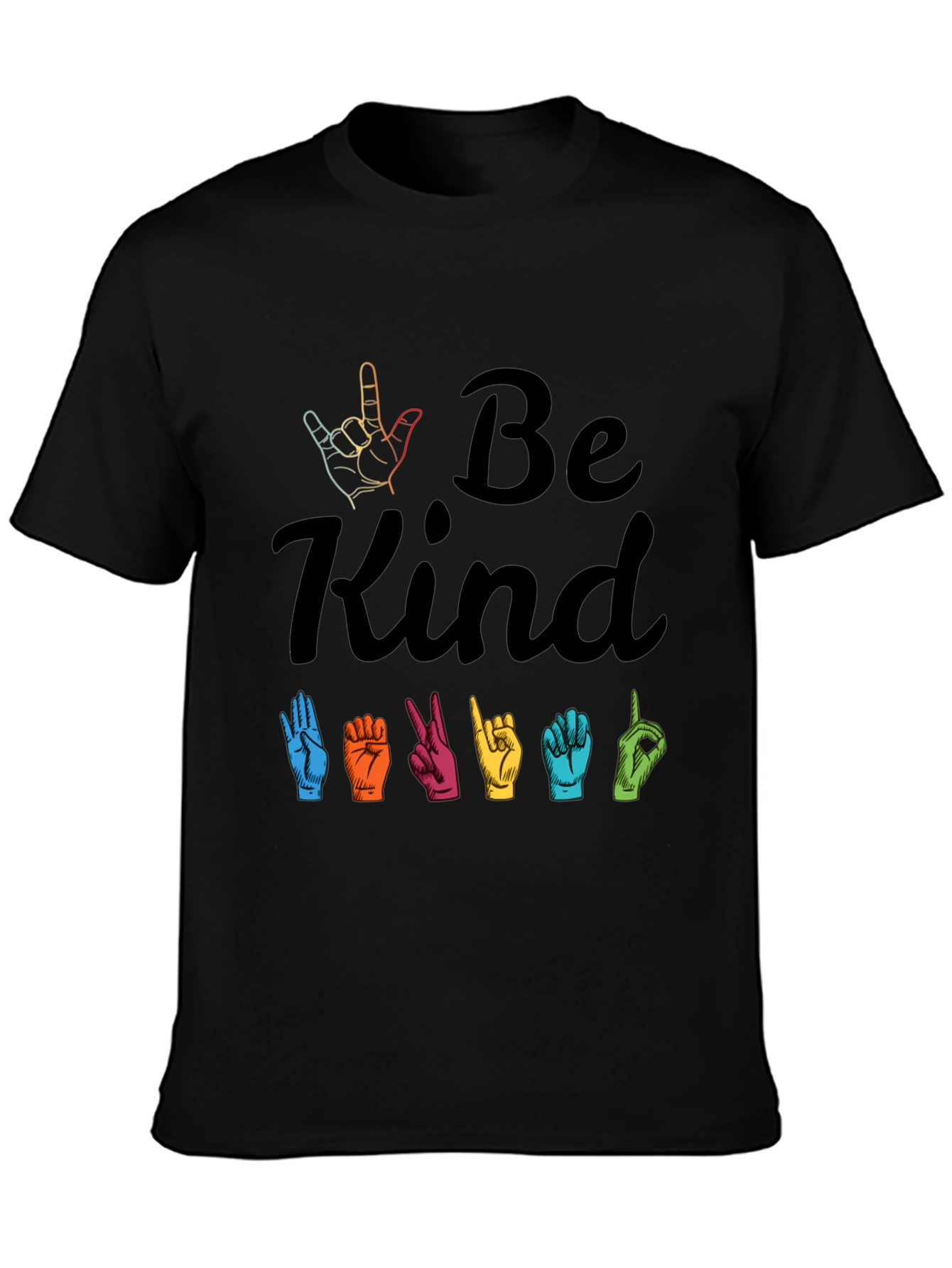 Black Be Kind ASL Graphic T-Shirt view 3