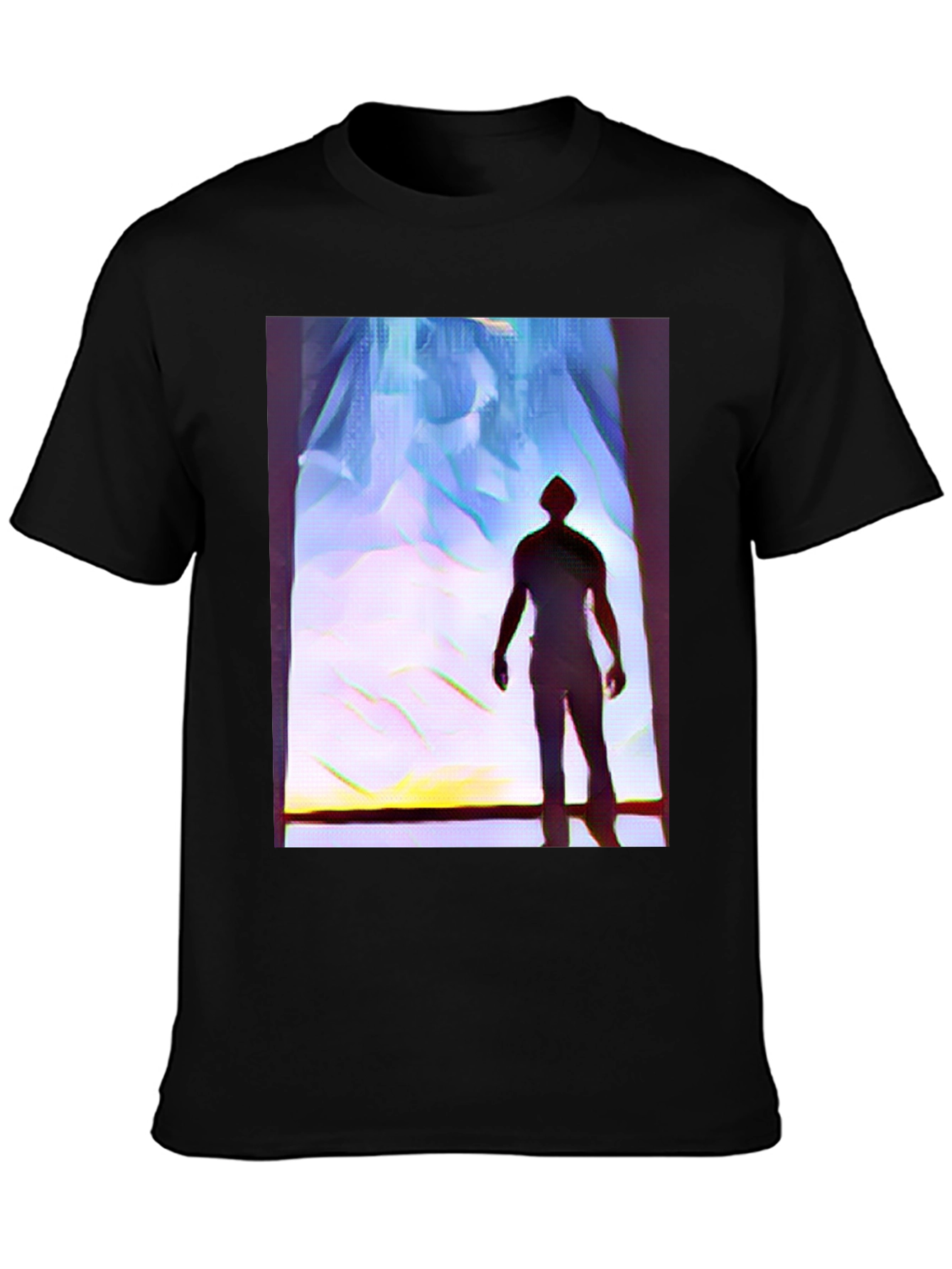 Black Silhouette Man Graphic Tee - Black Cotton Blend view 3