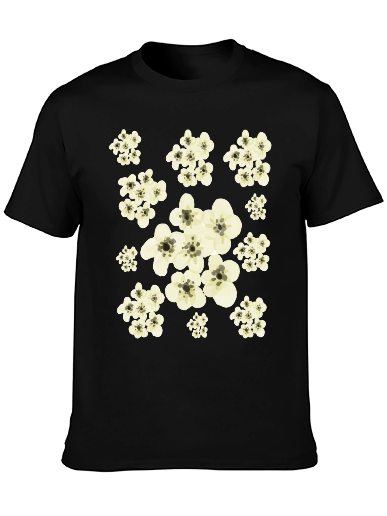 Black Floral Print Black Tee Shirt view 3
