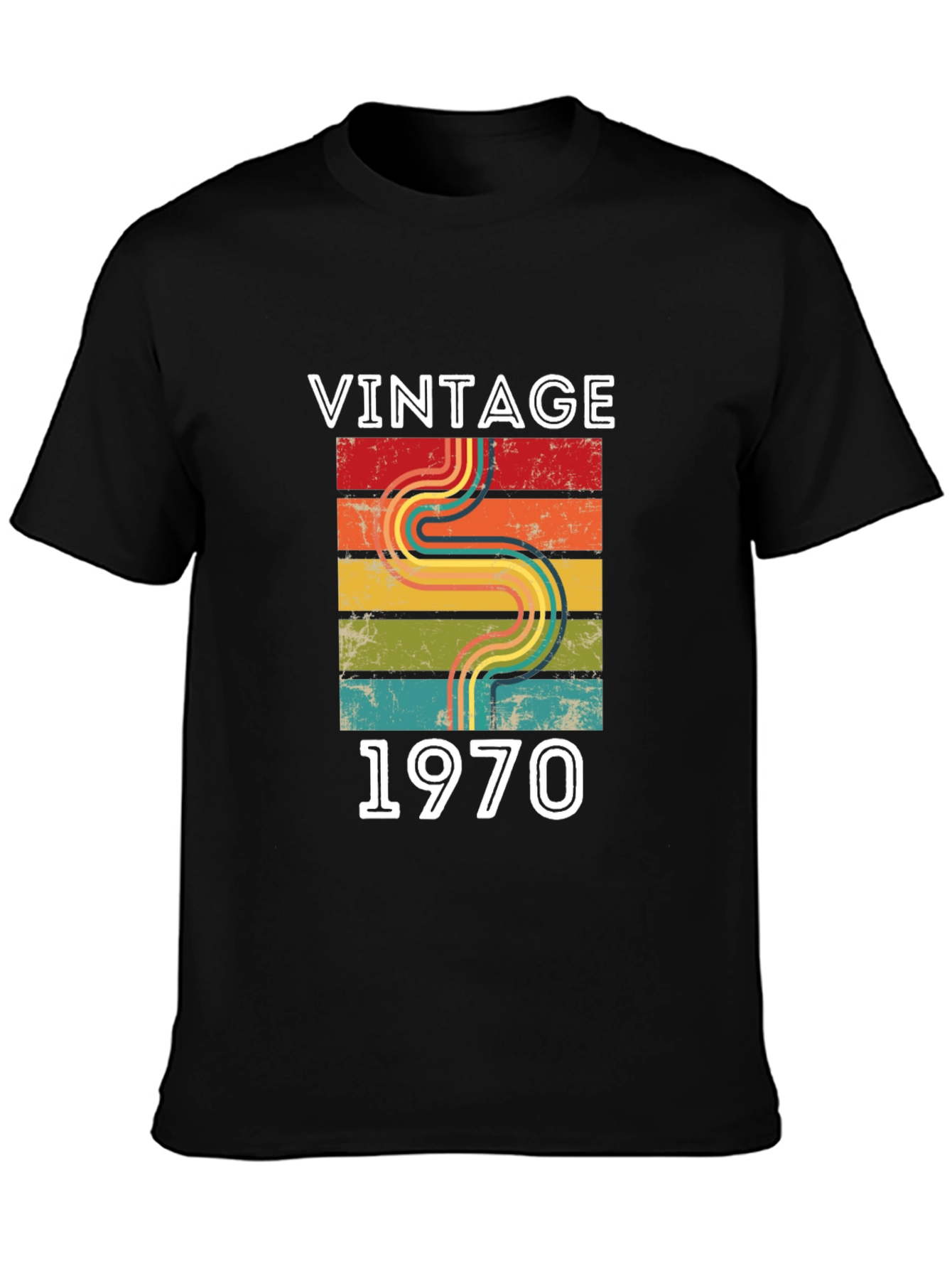 Black Vintage 1970 Retro Style T-Shirt view 3